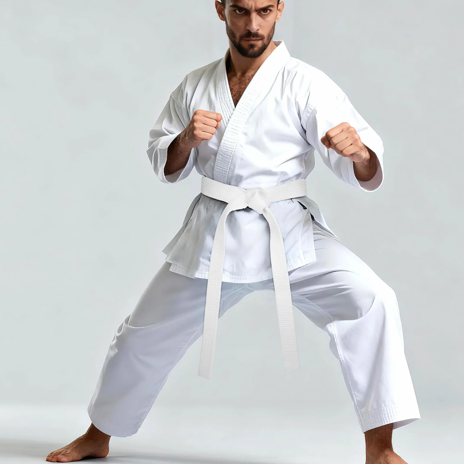 Cinturón de Taekwondo Blanco Algodón y Cáñamo para Entrenamiento y Competición