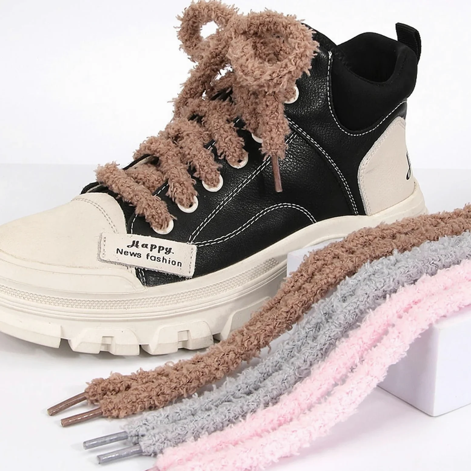 Cordones mullidos 10 Pares de Cordones mullidos de Invierno Cordones de Piel Redondos Gruesos for Botas de Nieve for Zapatos Casuales