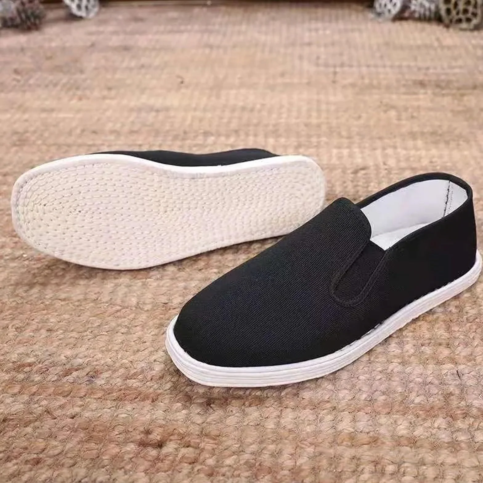 Zapatos De Tela De Kung Fu Chino Tradicional For Hombres, Zapatos De Algodón Negro, Zapatillas De Wing Chun Tai Chi, Zapatos De Artes Marciales De Algodón Puro, Zapatos Deportivos(42)