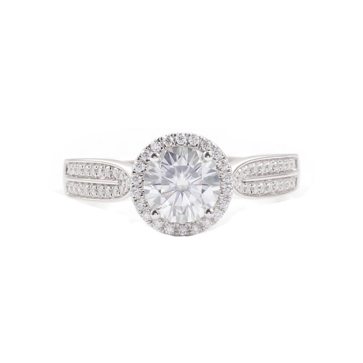 Anillo de mujer de oro blanco 375/585/750 de oro auténtico, anillos de compromiso, anillos de boda grabados con Moissanite 2ct D Color VVS1 anillo Halo Gold 9K/14K/18K para mujeres