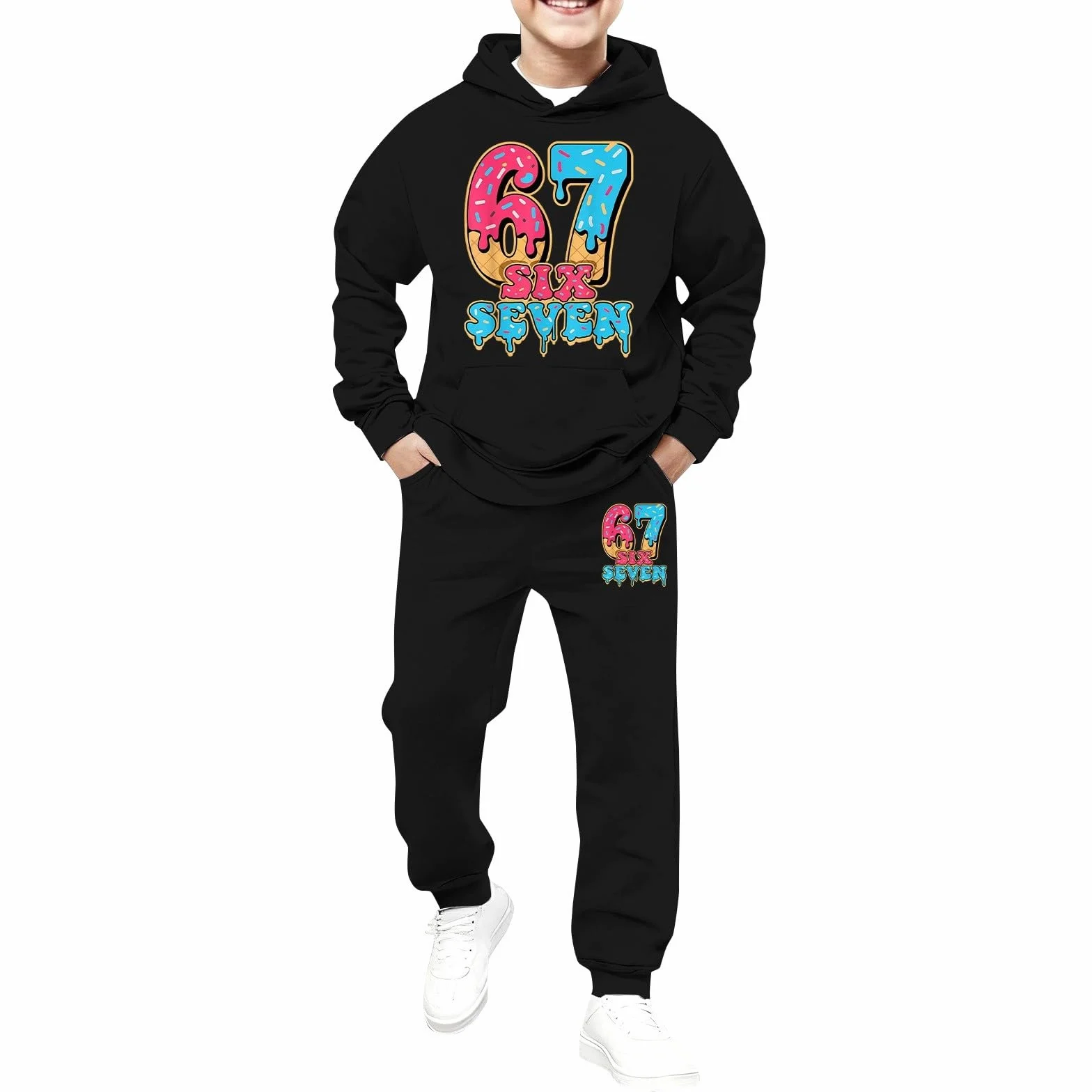Six Seven - Traje deportivo para niños, unisex, 2 piezas, para el tiempo libre, con capucha y pantalones de chándal