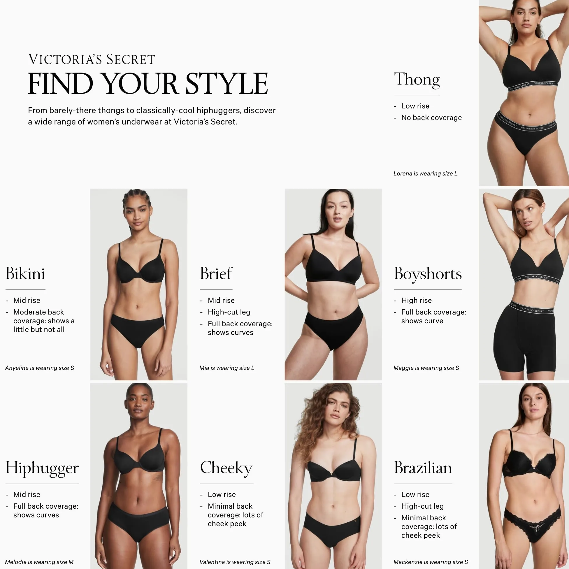 Victoria's Secret Ropa interior hipster de algodón con logotipo para mujer, bragas de cobertura moderada para mujer, paquete múltiple (XS-XXL)