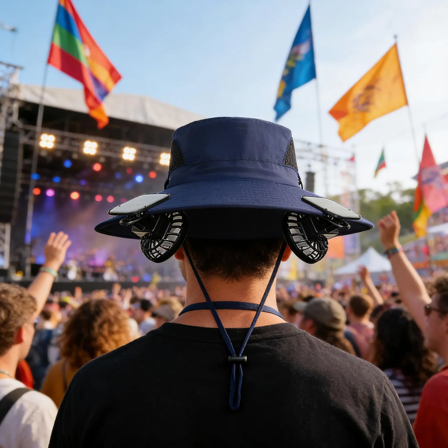 Sombrero de tela desmontable ventilador de alta carga USB energía solar para todos épocas, asesor solar