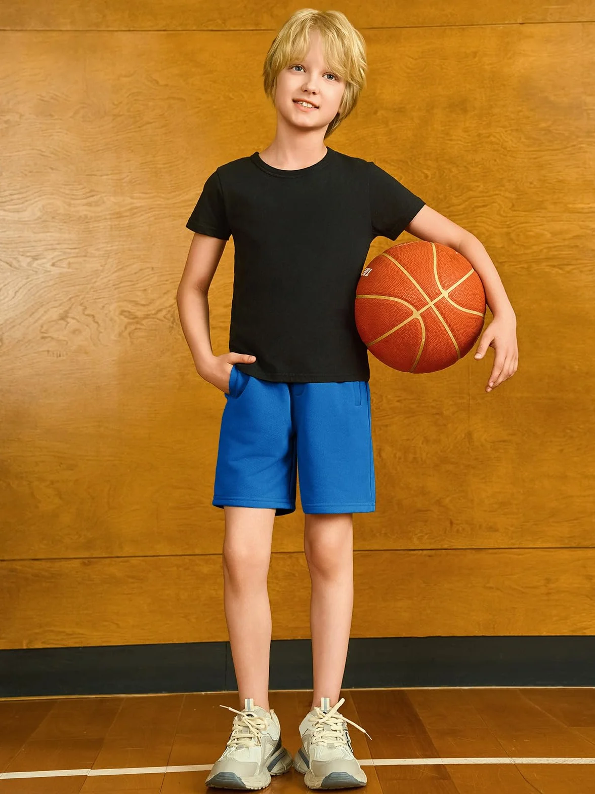 Haloumoning Pantalones cortos de verano para niño, elásticos, bermudas, elásticos, con bolsillos