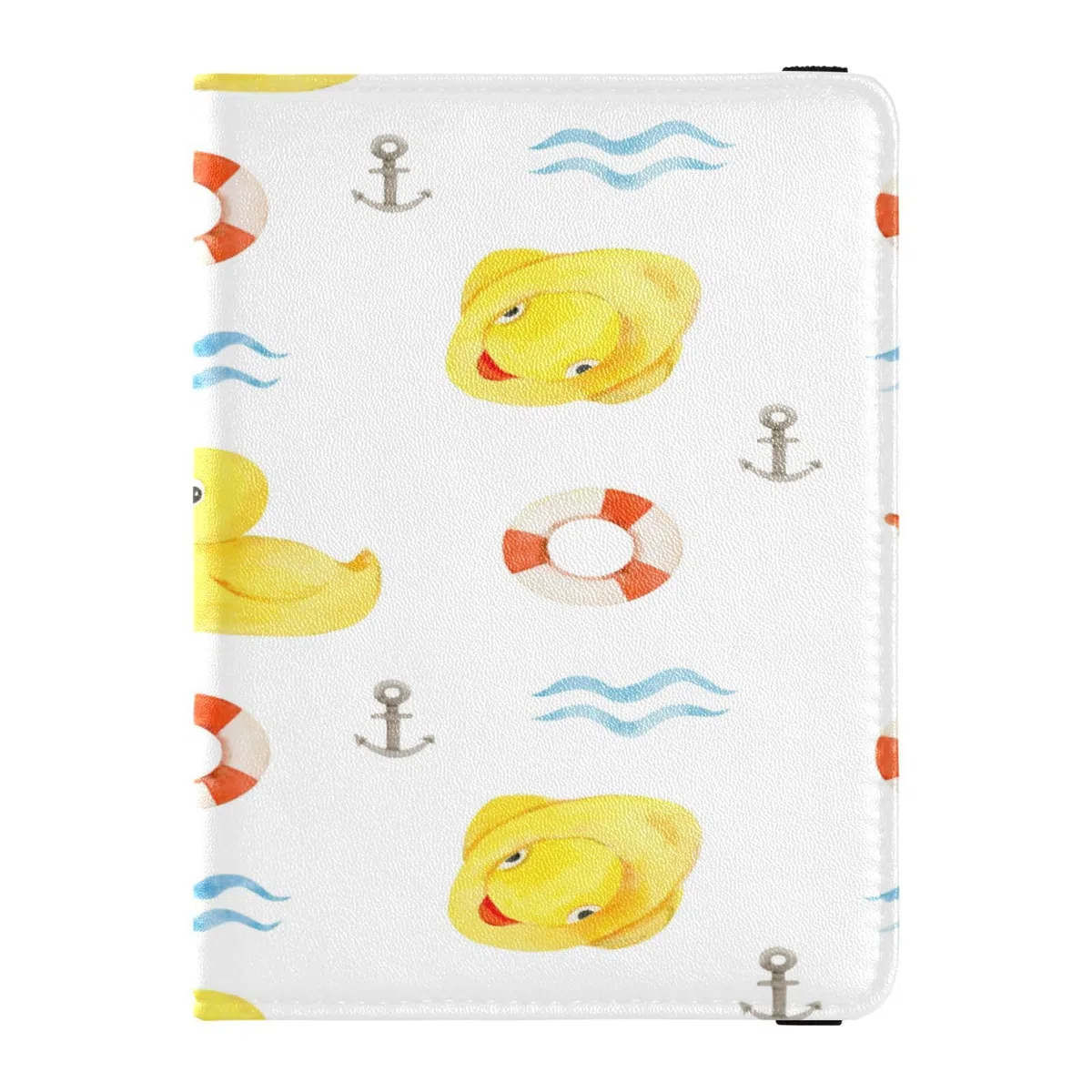 Funda de cuero para pasaporte, ligera, para mujeres, hombres, organizador de documentos familiares, accesorios de viaje, sin costuras, lindos patos amarillos de goma,