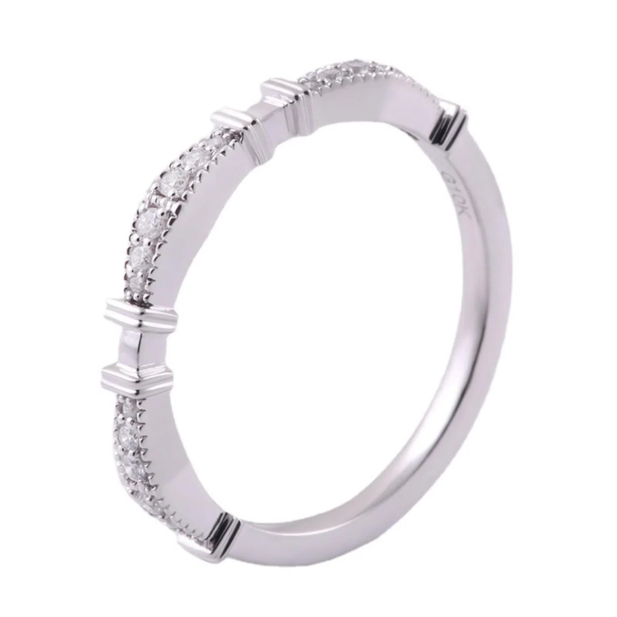 Anillos de mejor amiga, anillos de novia redondos con moissanita de oro blanco de 9 quilates para mujer
