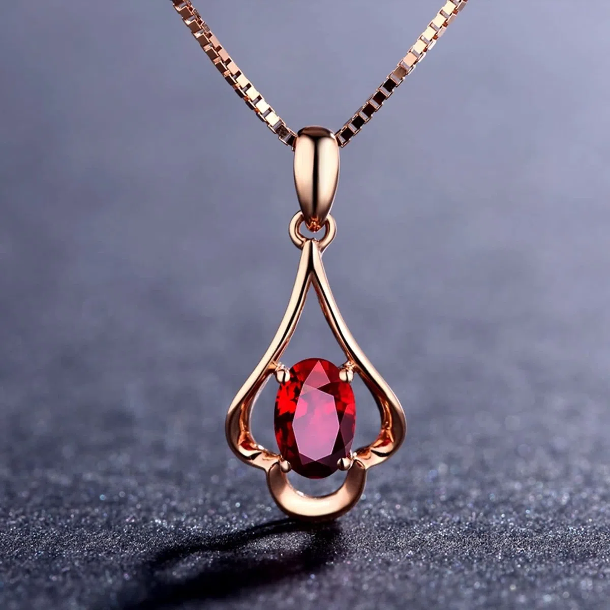 Cadena de oro rosa, colgantes para collares de 18 quilates de flor con rubí de 0,45 ct, regalos de boda, collar fino para mujer, Gold