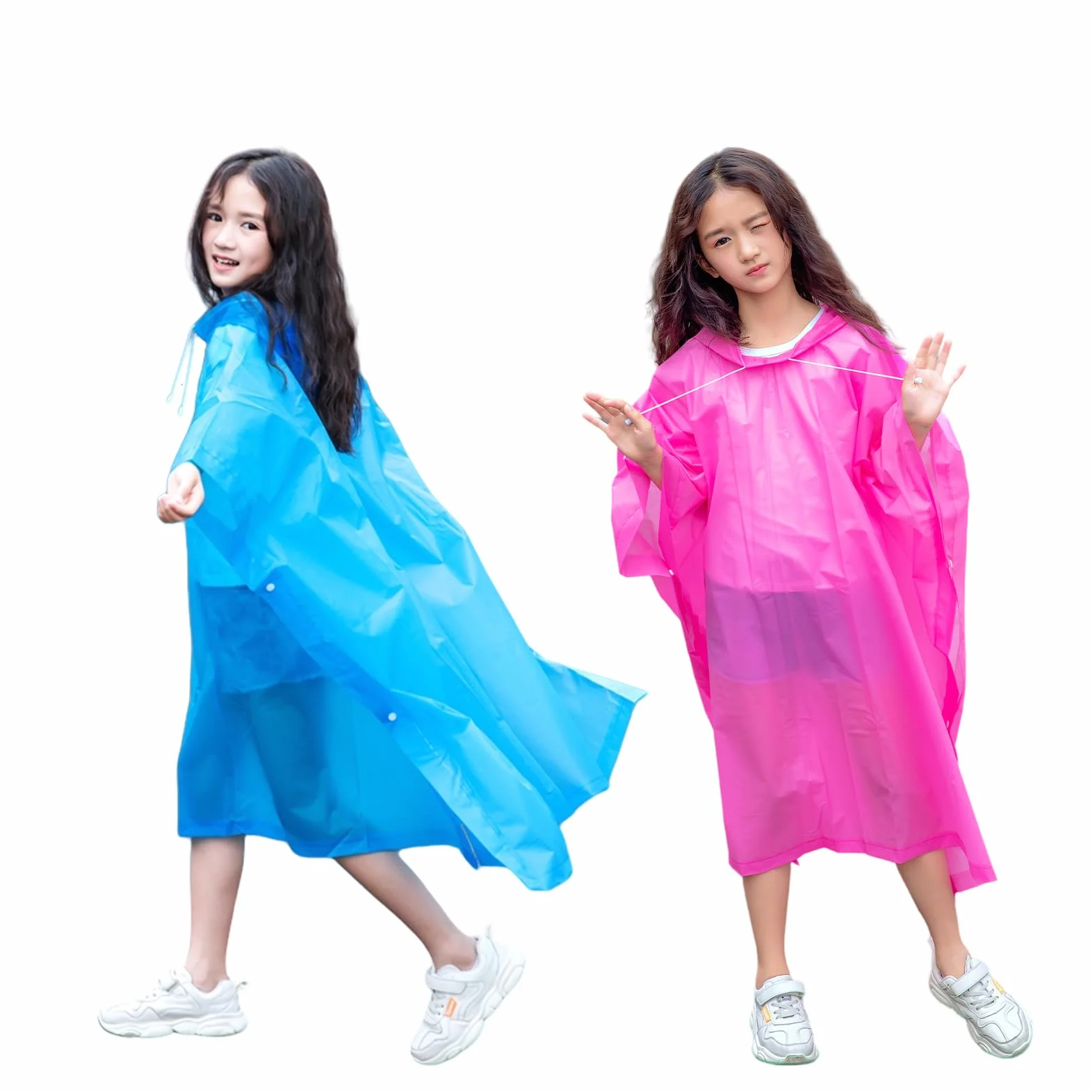 flintronic Poncho De Lluvia Para Niños, Poncho Impermeable Suficiente Espacio Mochilas Niños Niñas, Ligero Reutilizable, Eva Chubasquero Con Capucha Y Botones Para Escuela Senderismo Ciclismo Viajes