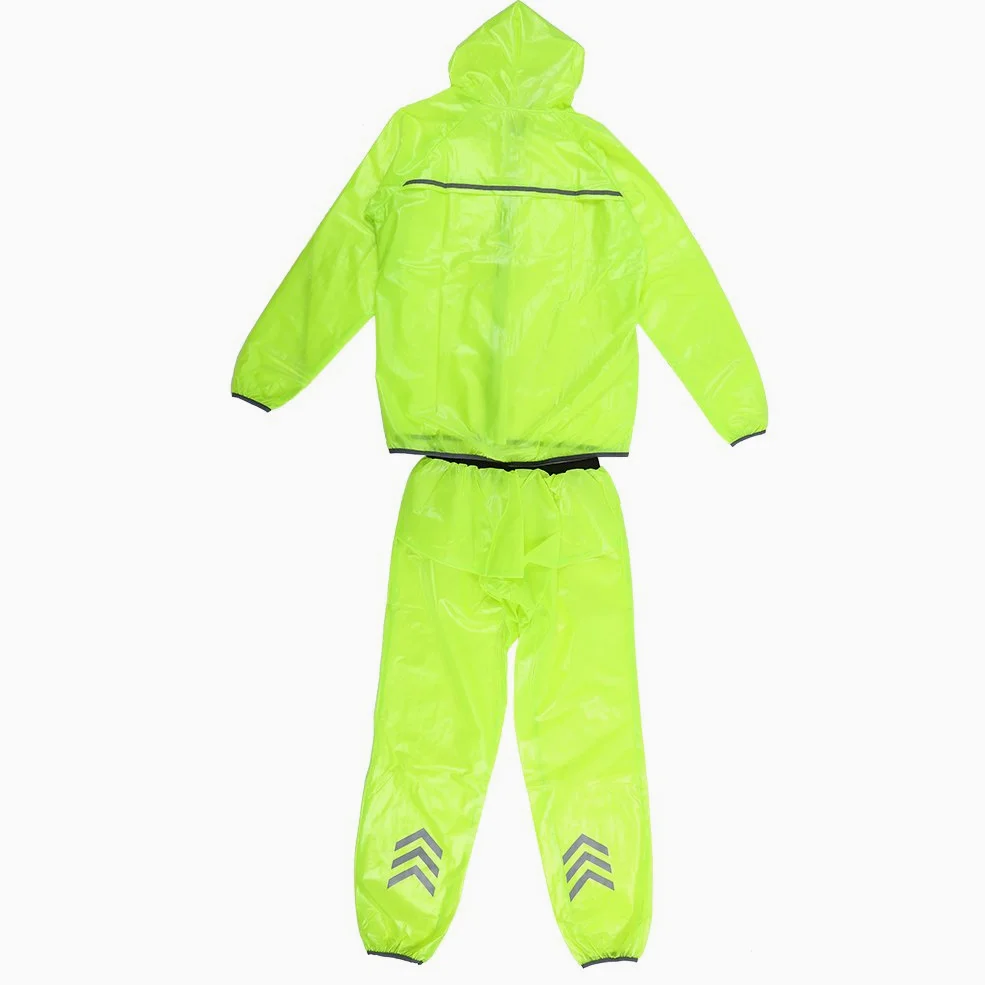 Chubasquero Impermeable Transpirable Bicicleta Unisex Verde S | Traje de lluvia reflectante para ciclismo, chaqueta y pantalón ventilados, material poliéster y TPU, ligero y plegable c