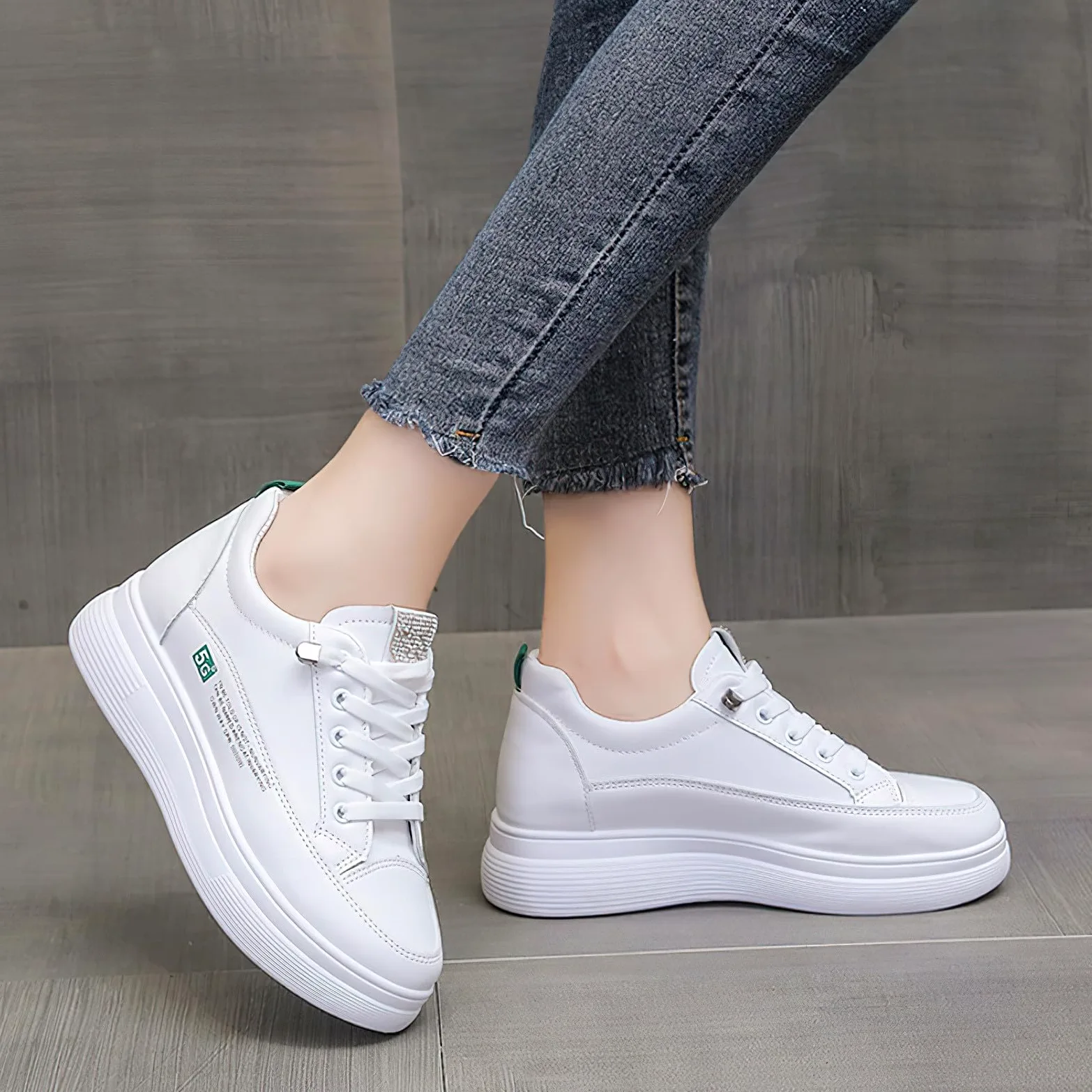 rismart Mujer Oculto Cuña Plataforma Zapatillas Cordones Elásticos Malla Transpirable Casual Zapatos