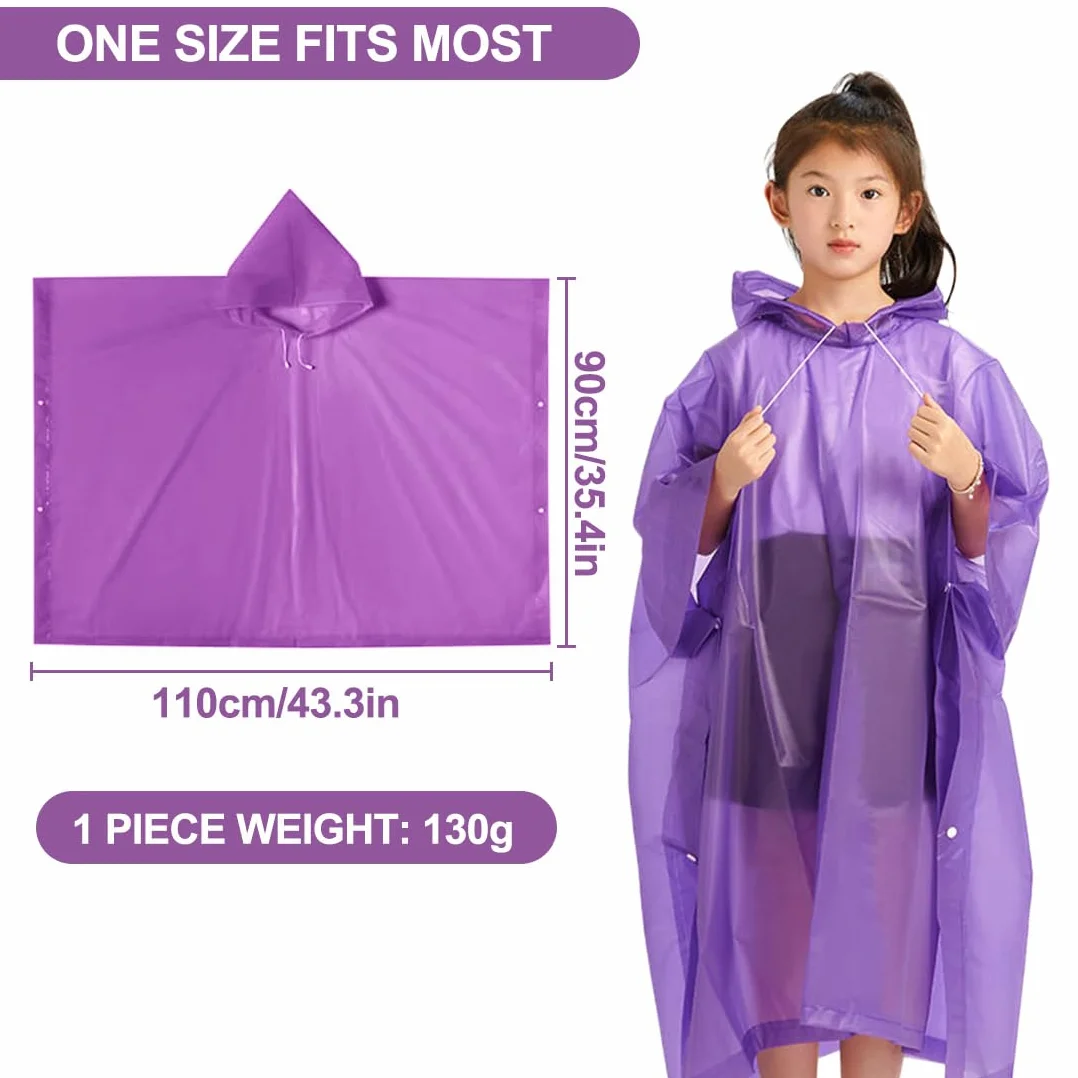 Poncho de Lluvia para Niños, Impermeable de Eva Reutilizable, Capa de Lluvia Transparente Plegable, para Viajes Escolares, Senderismo, Ciclismo Al Aire Libre