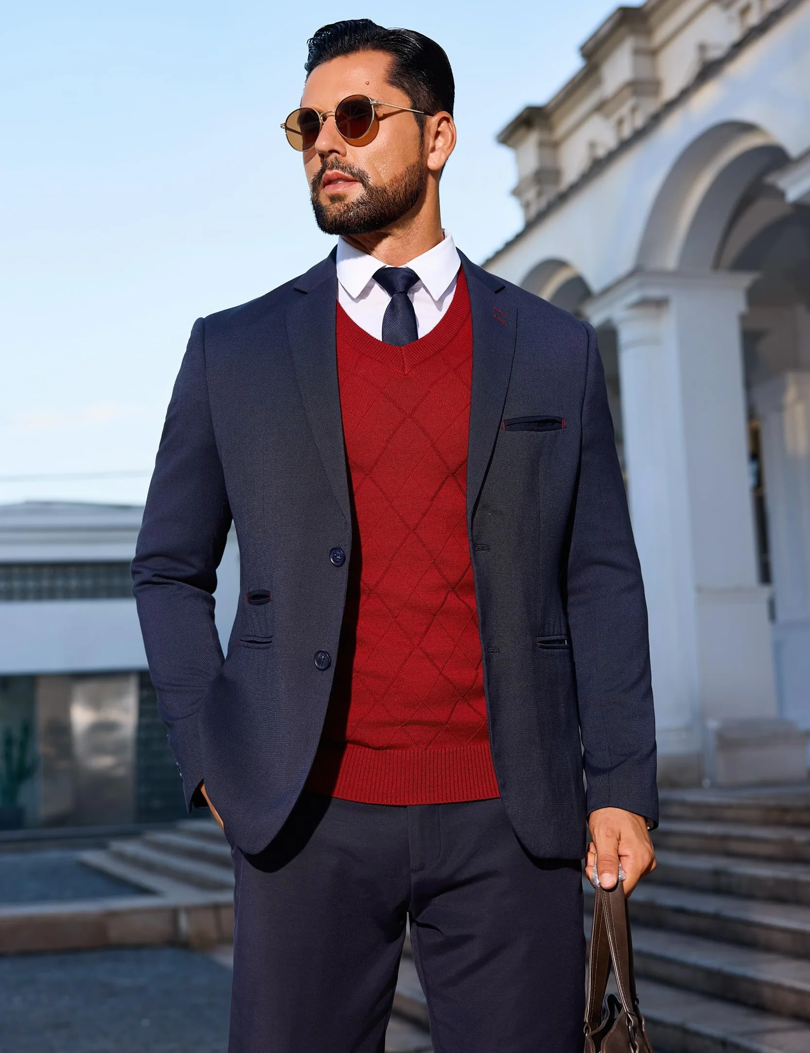 Sykooria Jersey sin Mangas Hombre Invierno Chaleco Hombre Casual Algodon Suéter con Cuello en V Jerséis Esencial