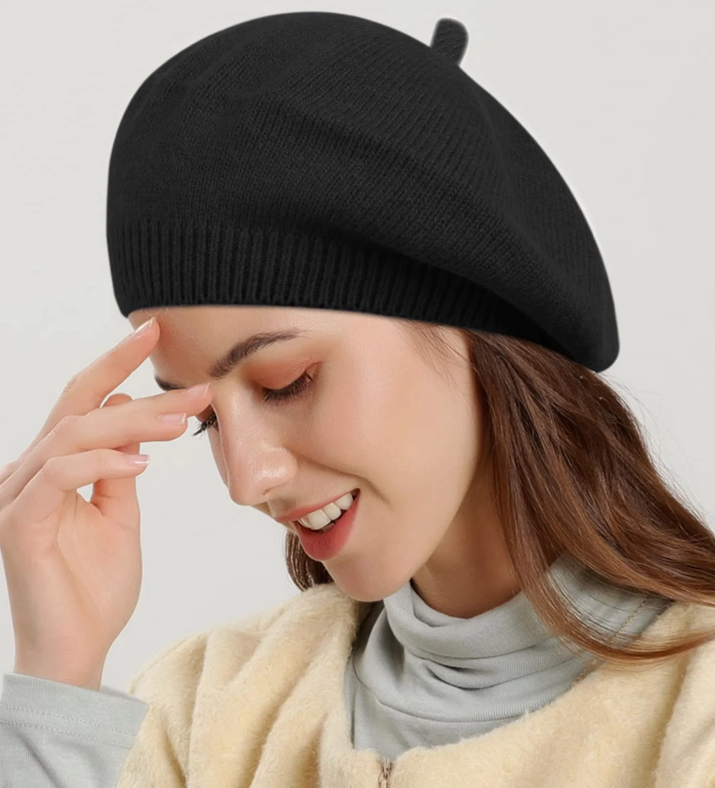 Boina Mujer Clásico Estilo Francés Gorro Vintage Sombrero de Punto Artista Parisino Moderno Pintor Sombrero Otoño Invierno