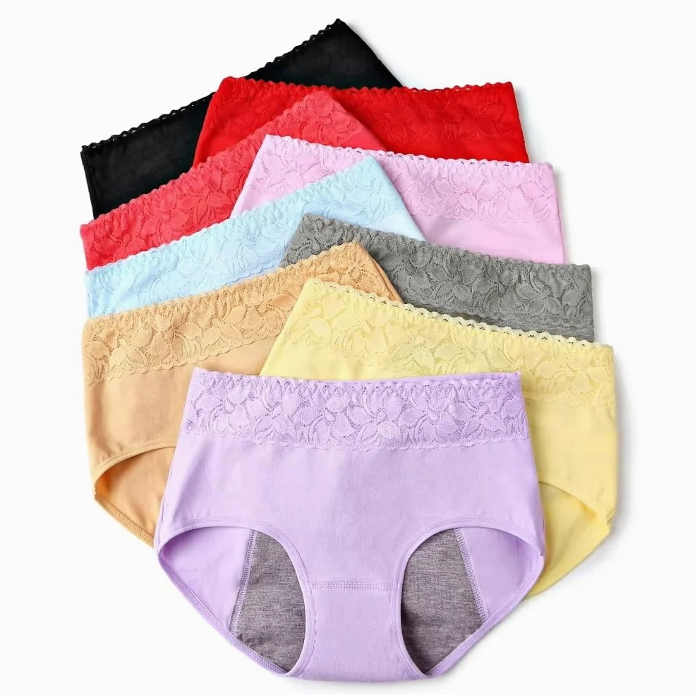 Paquete de 9 Bragas de Algodón Eriod Bragas Menstruales de Estilo Hipster Cómodas Ropa Interior Posparto Absorbentes A Prueba de Fugas Con Flujo Abundante En La Entrepierna Paquete Múltipl