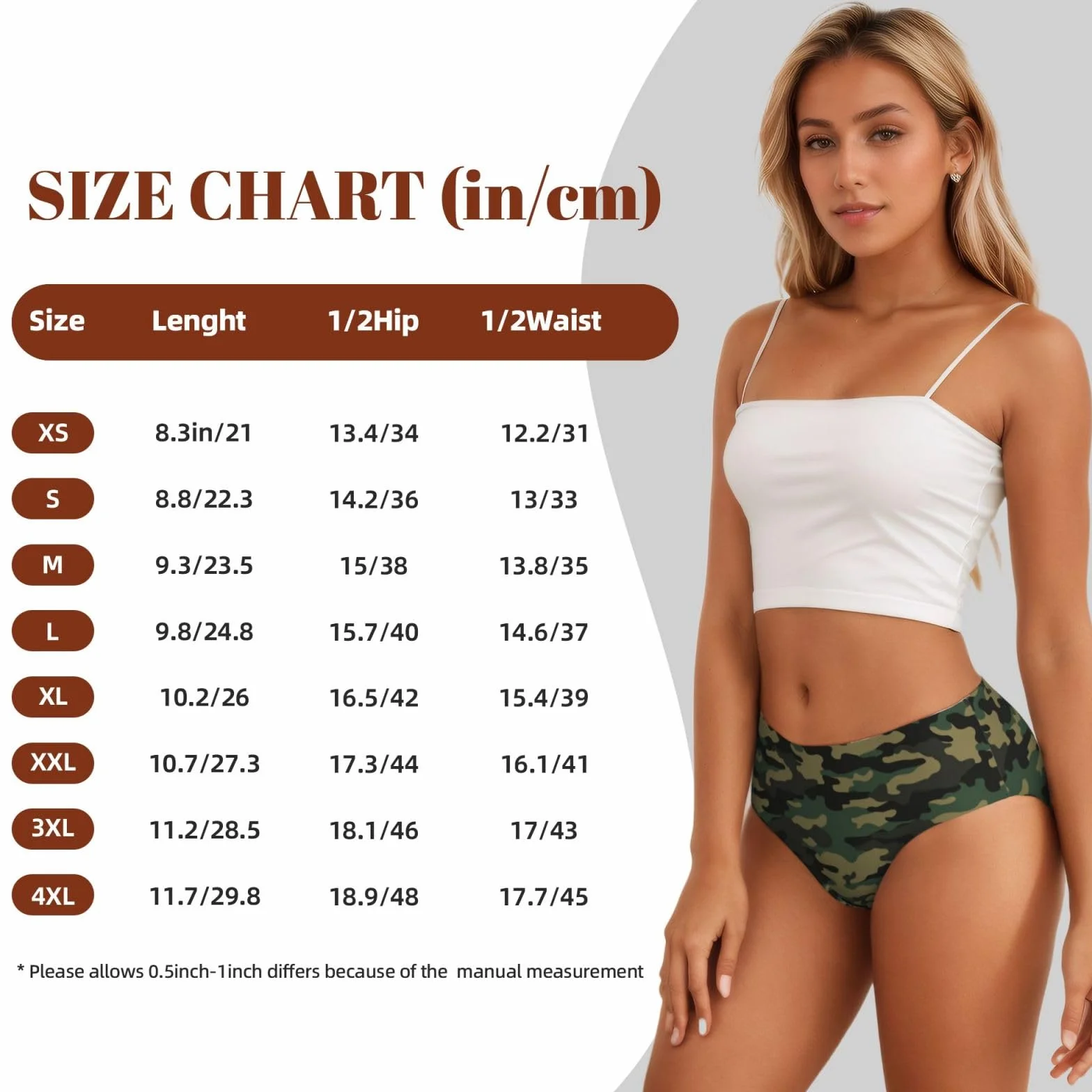 Ropa interior para mujer - Verde camuflaje clásico elástico