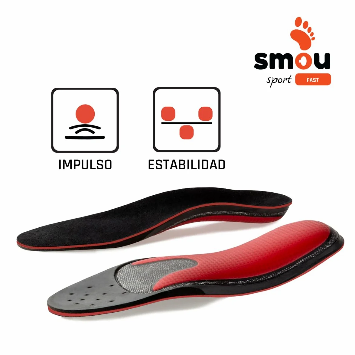 SMOU SPORT FAST Plantillas Memory foam para deporte Mujer y Hombre | Padel-Tennis | Impulso-equilibrio | Soporte del arco | Memory foam Gran Amortiguación | Para Zapatillas Deportivas (41-42 EU)