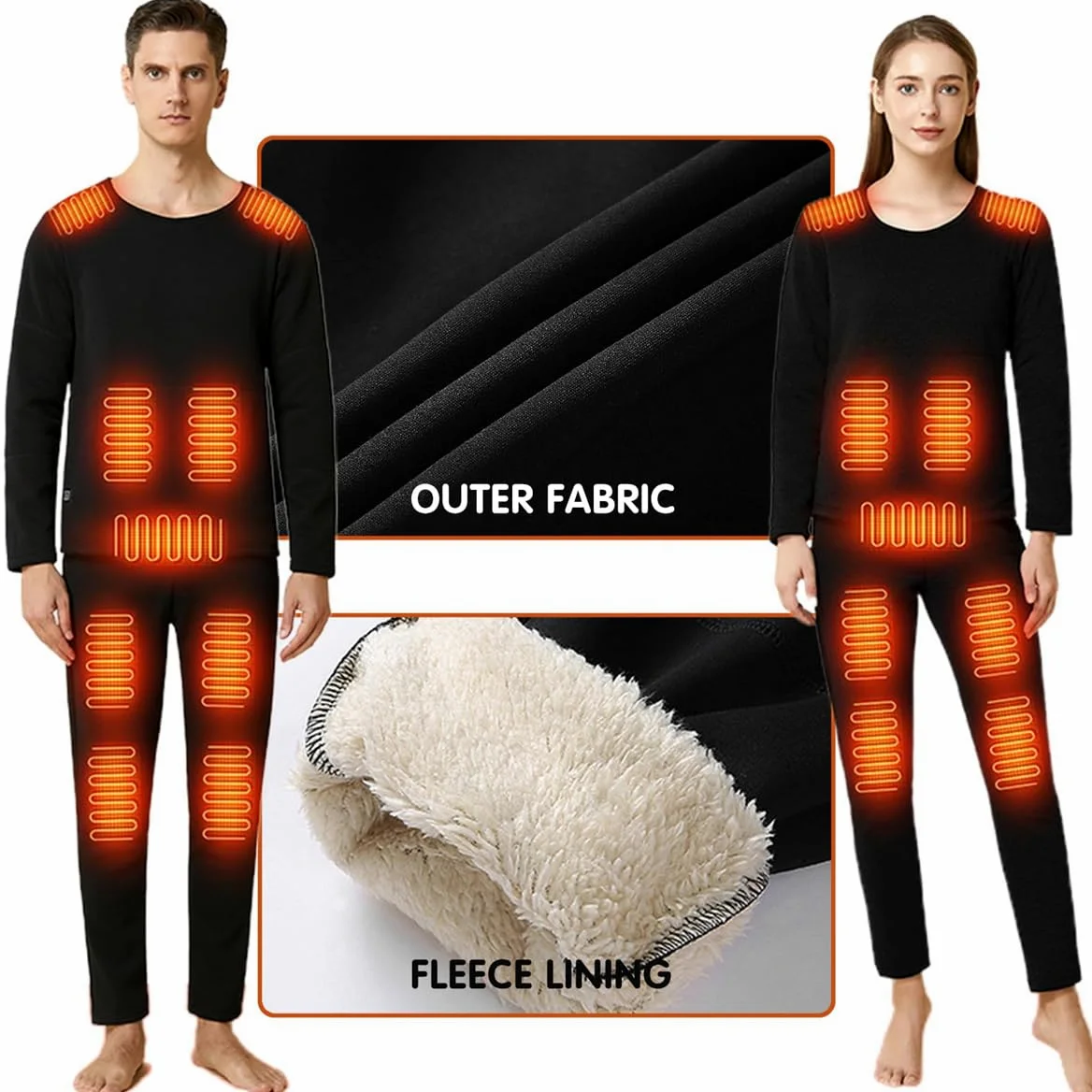 Conjunto de Ropa Interior térmica con calefacción eléctrica para Hombre y Mujer, con USB, 18 Zonas, para Deportes al Aire Libre.