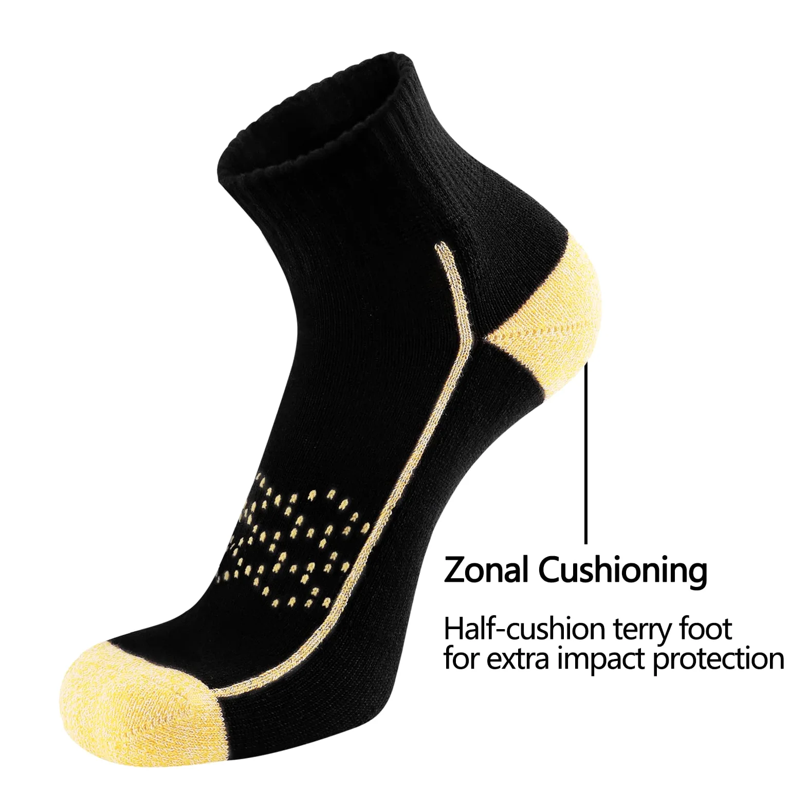 Hepsibah Calcetines deportivos de algodón grueso acolchado de corte bajo para mujer, paquete de 6