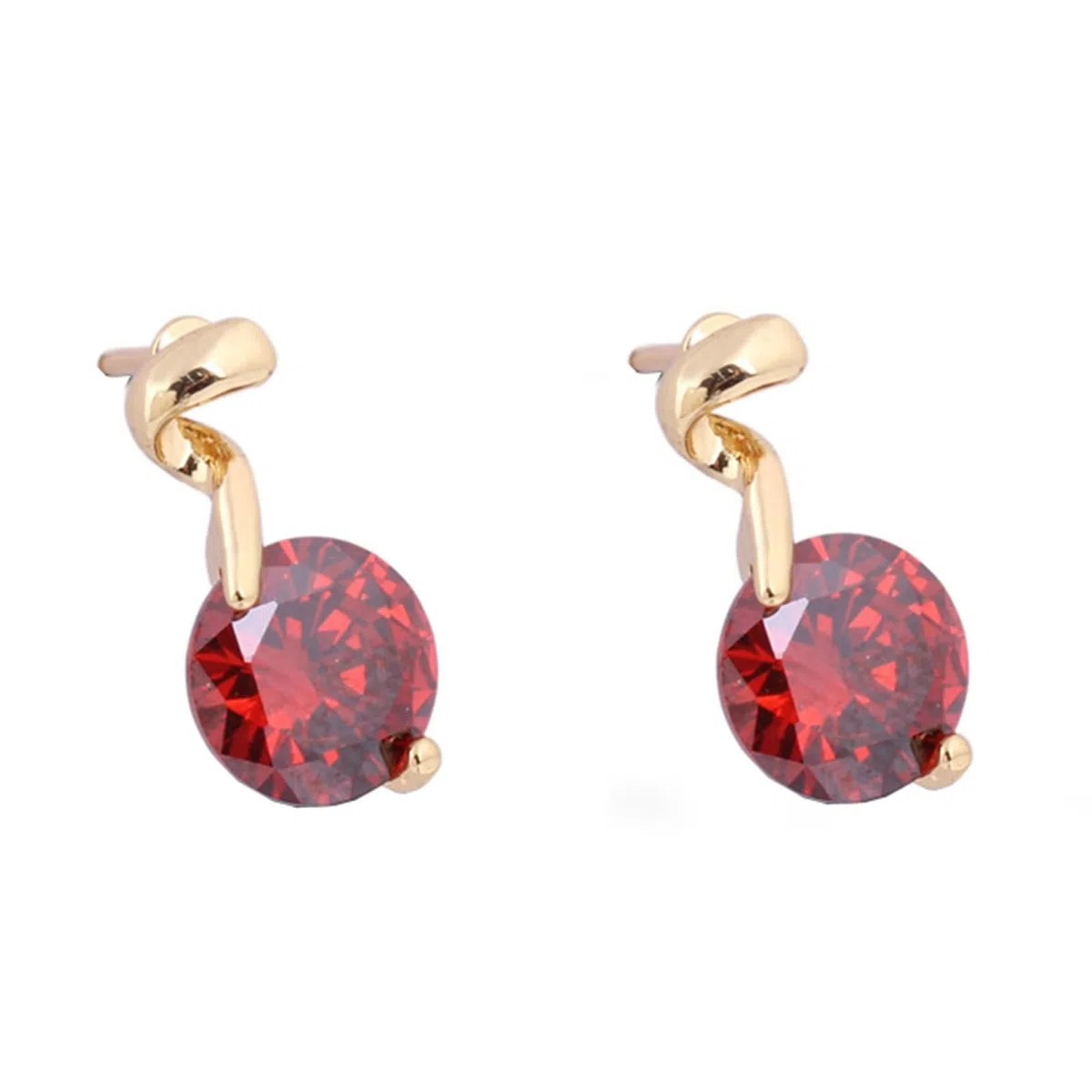 AMDXD Pendientes de oro 585 de 14 quilates, clásicos con amatista lila, oro amarillo de 14 quilates