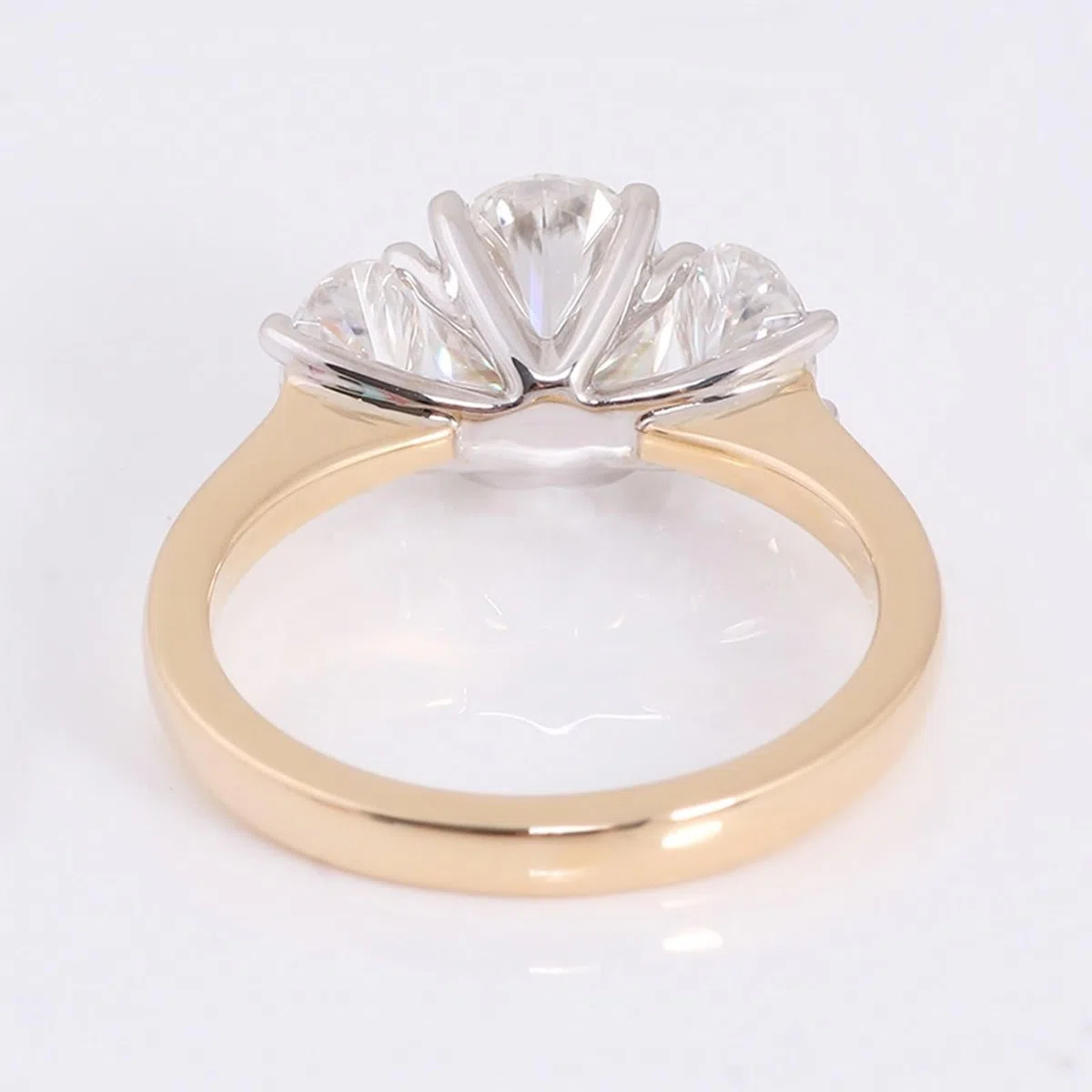 Anillo Knuckle, anillos de joyería con 3 moissanitas ovaladas de oro amarillo de 2 quilates Regalos divertidos