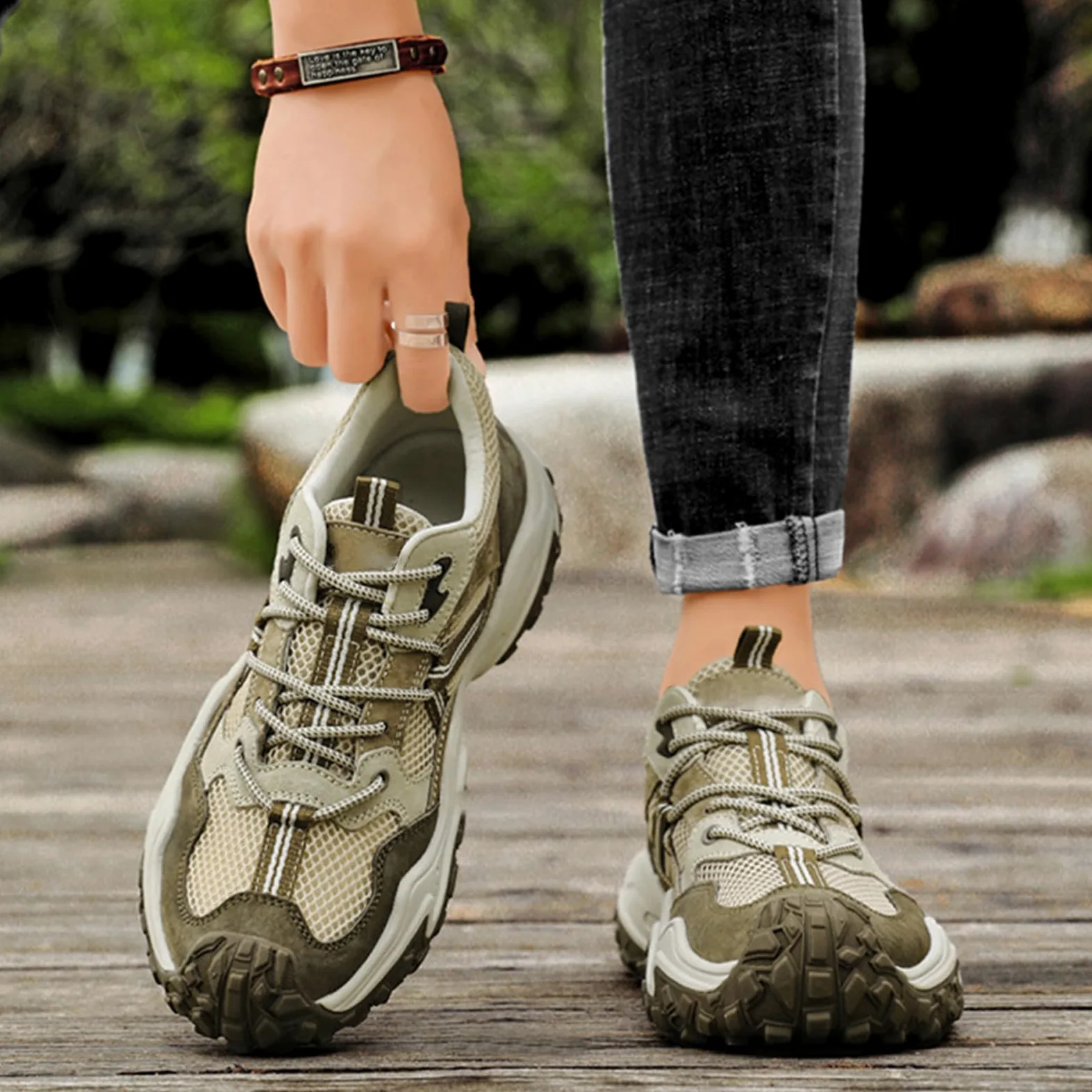 Hombre Zapatos de Senderismo Ligeras Zapatillas de Trekking Antideslizante Impermeables Trail Running Camping Deportivas