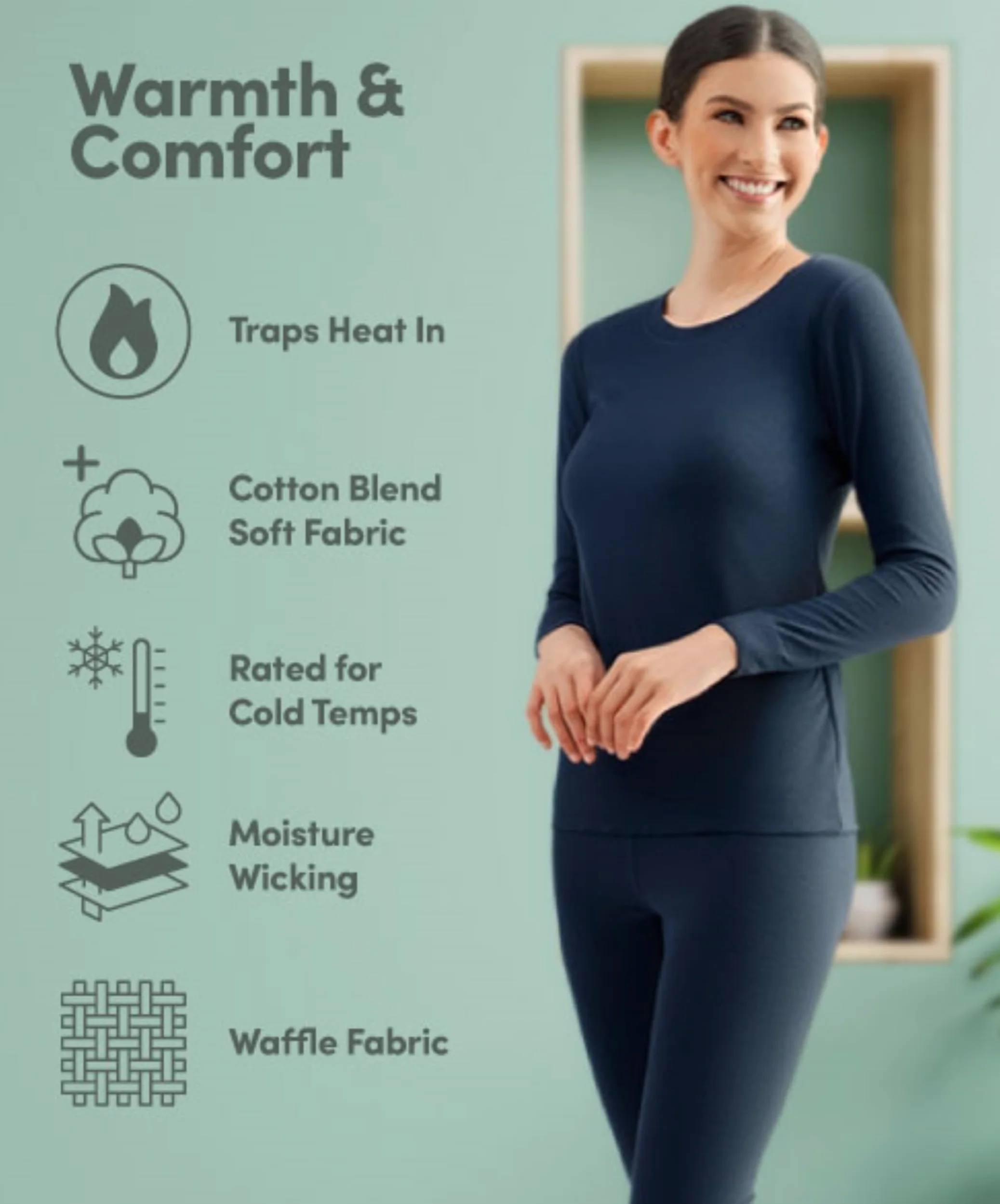 Fruit of the Loom Micro Waffle Premium Thermal Underwear tee Shirt Camiseta de Pijama Mujer (Pack de 1)