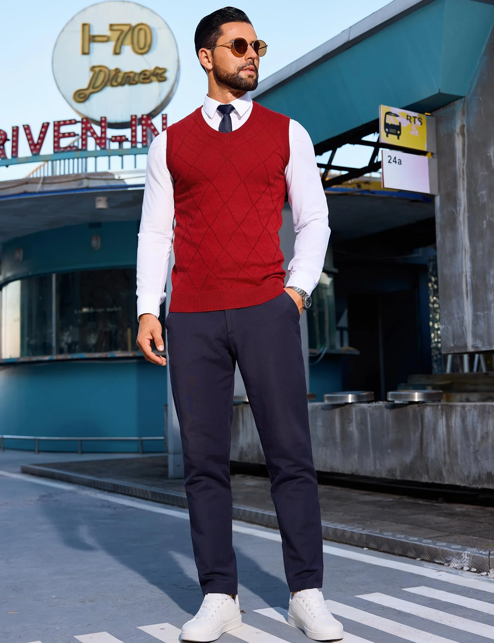 Sykooria Jersey sin Mangas Hombre Invierno Chaleco Hombre Casual Algodon Suéter con Cuello en V Jerséis Esencial