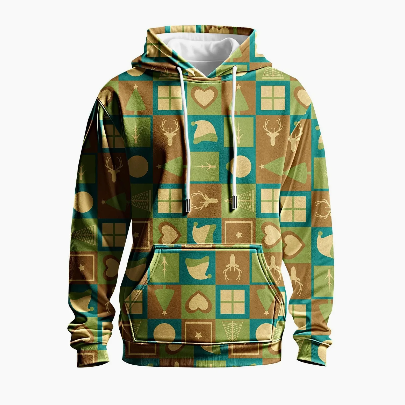 Top Interior Hombre Sudadera Navideña para Hombre, Novedosa con Capucha Y Gráfico 3D Bolsillo Estampado Chaqueta Verano (Green, XXXL) Chaquetas Entrenamiento Boxeo Camiseta Sin Mangas