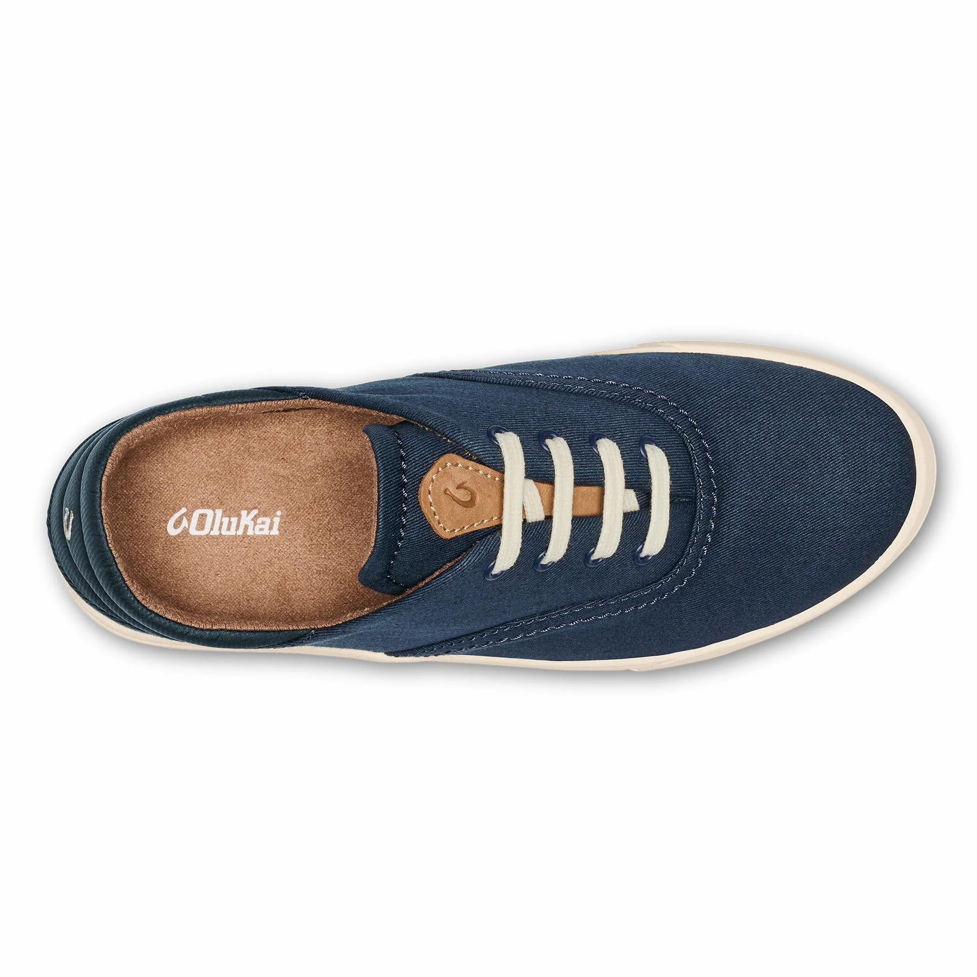 OLUKAI Kohu - Tenis de uso diario para mujer, lona ligera y diseño clásico de cordones, comodidad y apoyo durante todo el día, azul marino/azul marino, 38 EU