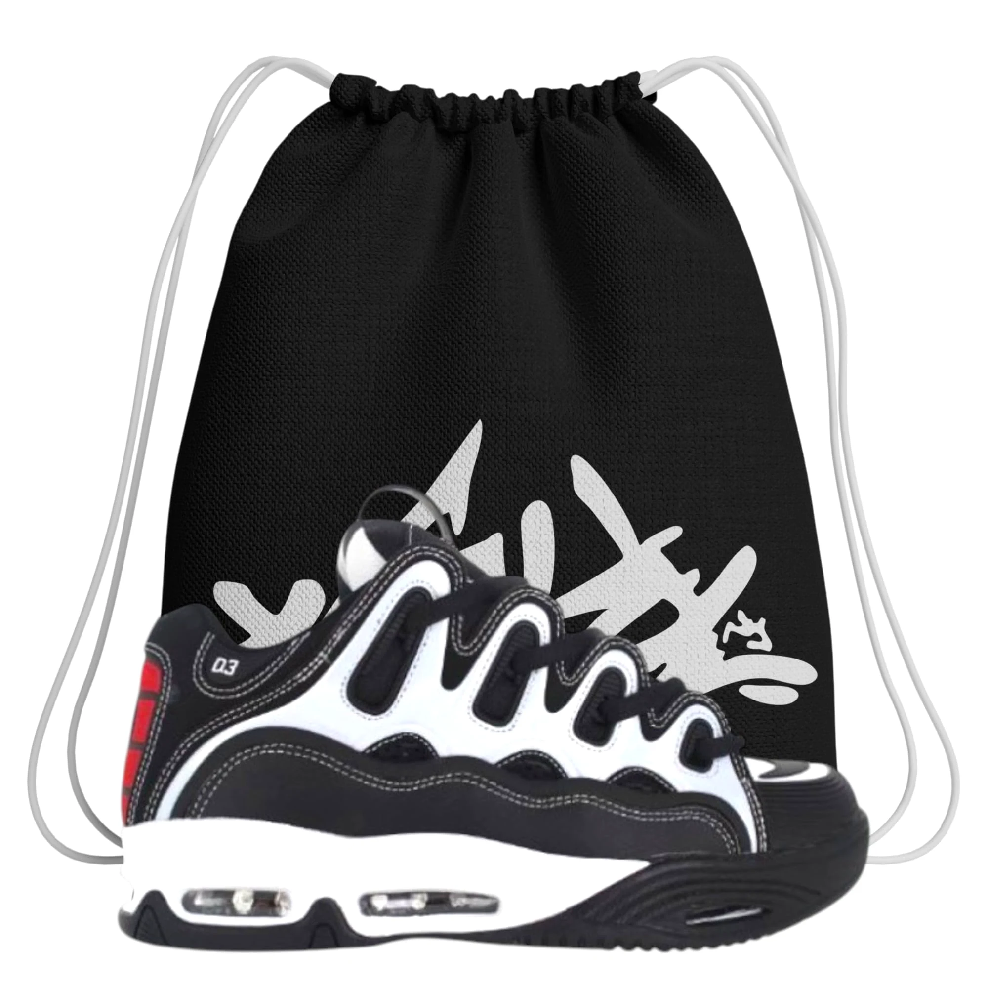 Zapatillas de skate – Osiris D3 2001 Negro/Blanco/Rojo – Chunky Amortiguadas y Resistentes - Suela Grip - Estilo icónico Streetwear - Más Bolsa