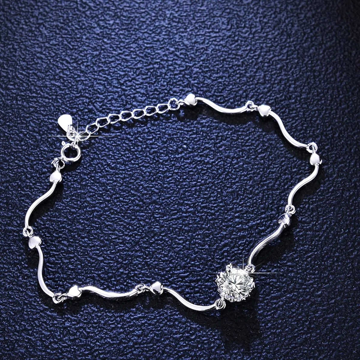 Pulseras de amistad para mujer, pulsera de platino con copo de nieve de diamante creado para ella, oro blanco 9/14/18 quilates y PT950