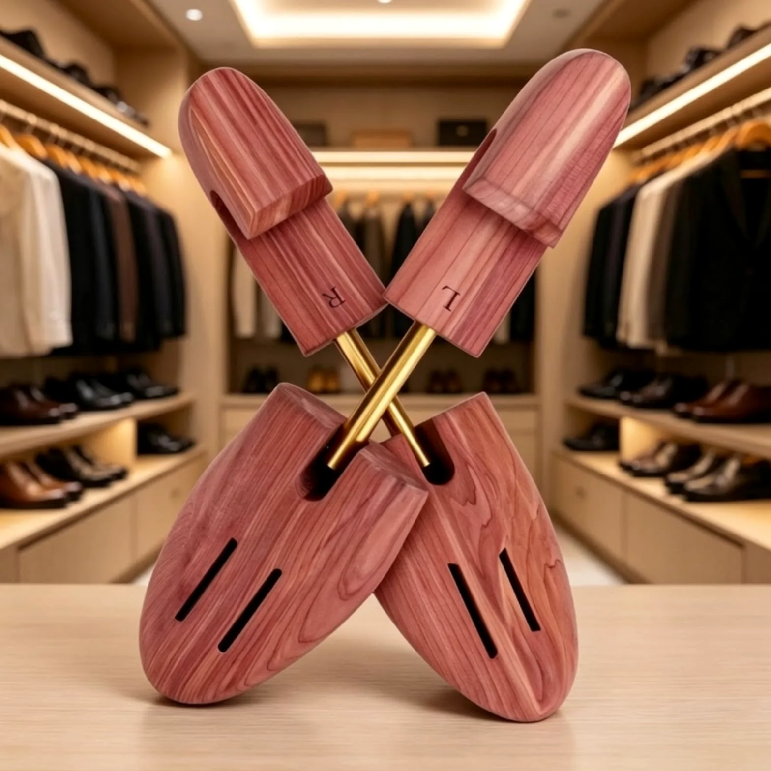 rockible para Zapatos Ajustable de Cedro con Zapatos Ensanchador Mantenedor Control de Olor y Secado entre Usos Ranuras en la Puntera Adecuado para Equipaje