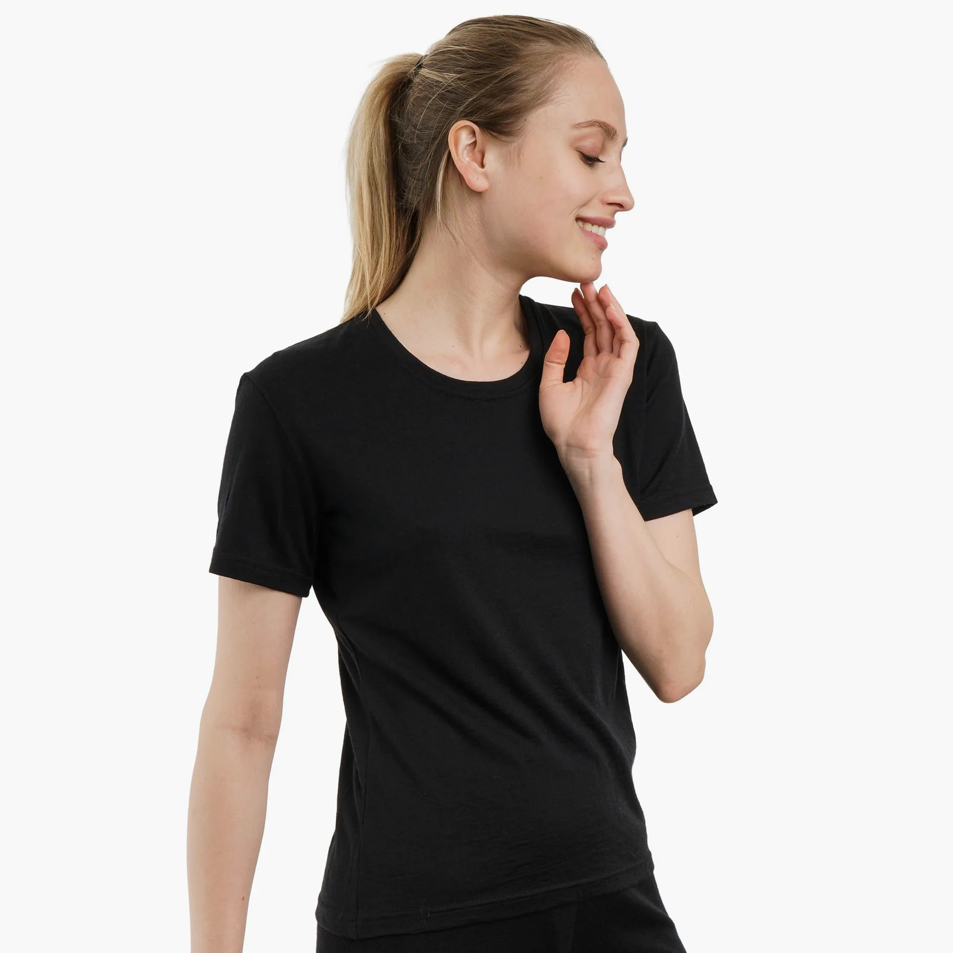 Merino.tech Camiseta Termica Ropa Interior - 100% Lana Merino (Negro Sólido, Small)