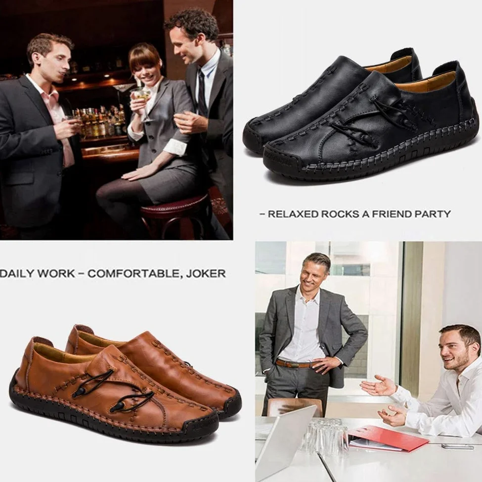 Verano Zapatillas sin Cordones Hombre Cuero Zapatos Caballero Casuales Oficina Ligeras Mocasines Ponerse Barco Vestido Formal