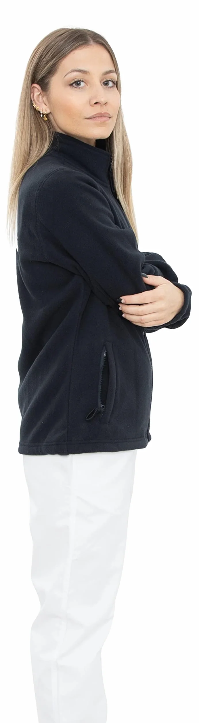 Sudadera Polar Enfermera Bordada con Bolsillos y Cremallera para Mujer