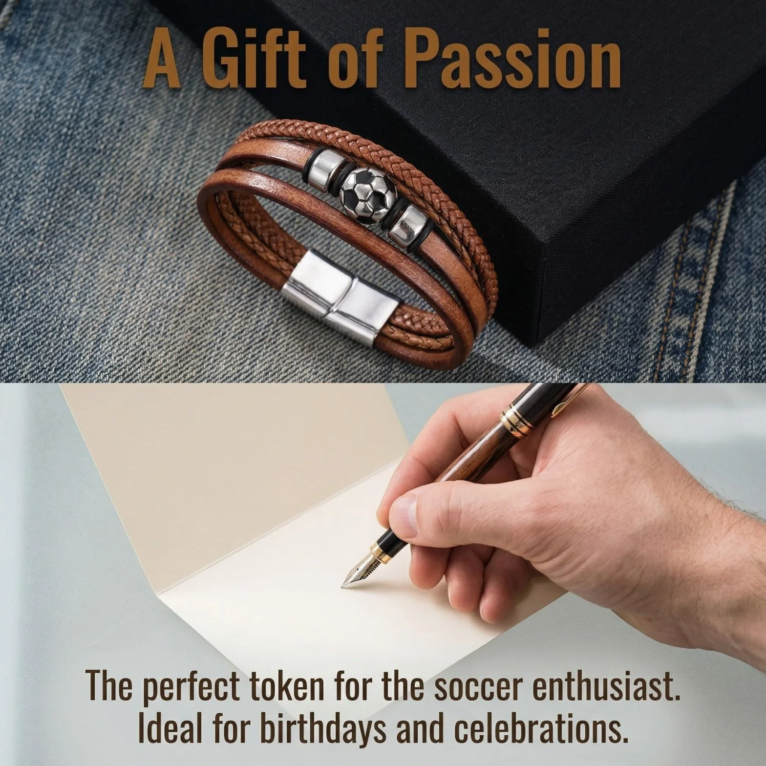 Pulsera de Fútbol en Tonos Marrones,Artículo de Fan de la Copa Mundial 2026,Pulsera de Fútbol para Niños,para Hijo,Nieto,Sobrino, Hermano,Regalos Geniales para Adolescentes