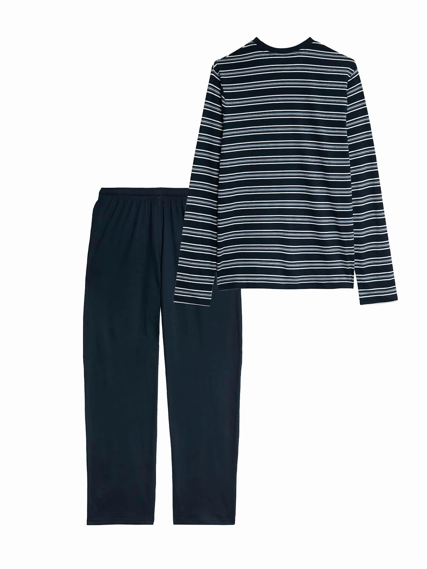 Marks & Spencer Pijama de Rayas de Algodón Puro para Hombre, Ajuste Normal, Cintura con Cordón, con Bolsillos
