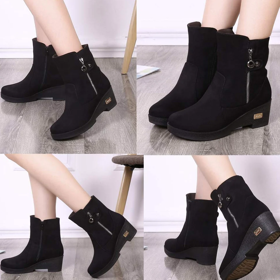 Gaatpot Botas para Invierno Mujer Botines con Tacón Cuña | Boots de Nieve, Zapatos para Cómodas y Calentitas Forrado, Elegantes