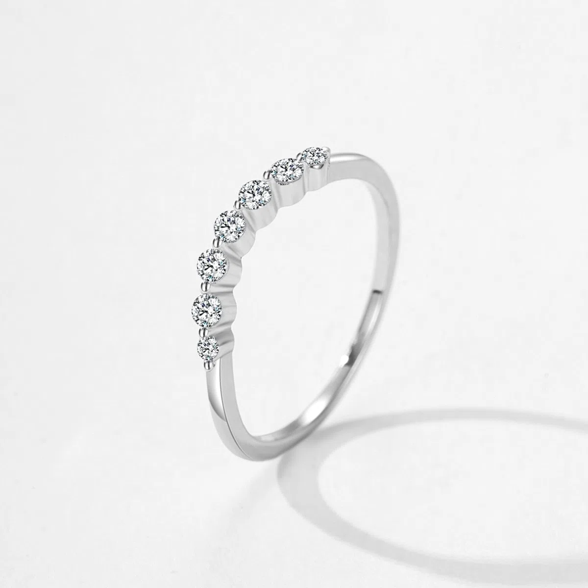 KnSam Anillo de la amistad de oro blanco Au 375/585/750, anillo de boda apilable clásico onda con diamante, alianzas de boda de 9 K/14 K/18 K, oro blanco, talla 47-65