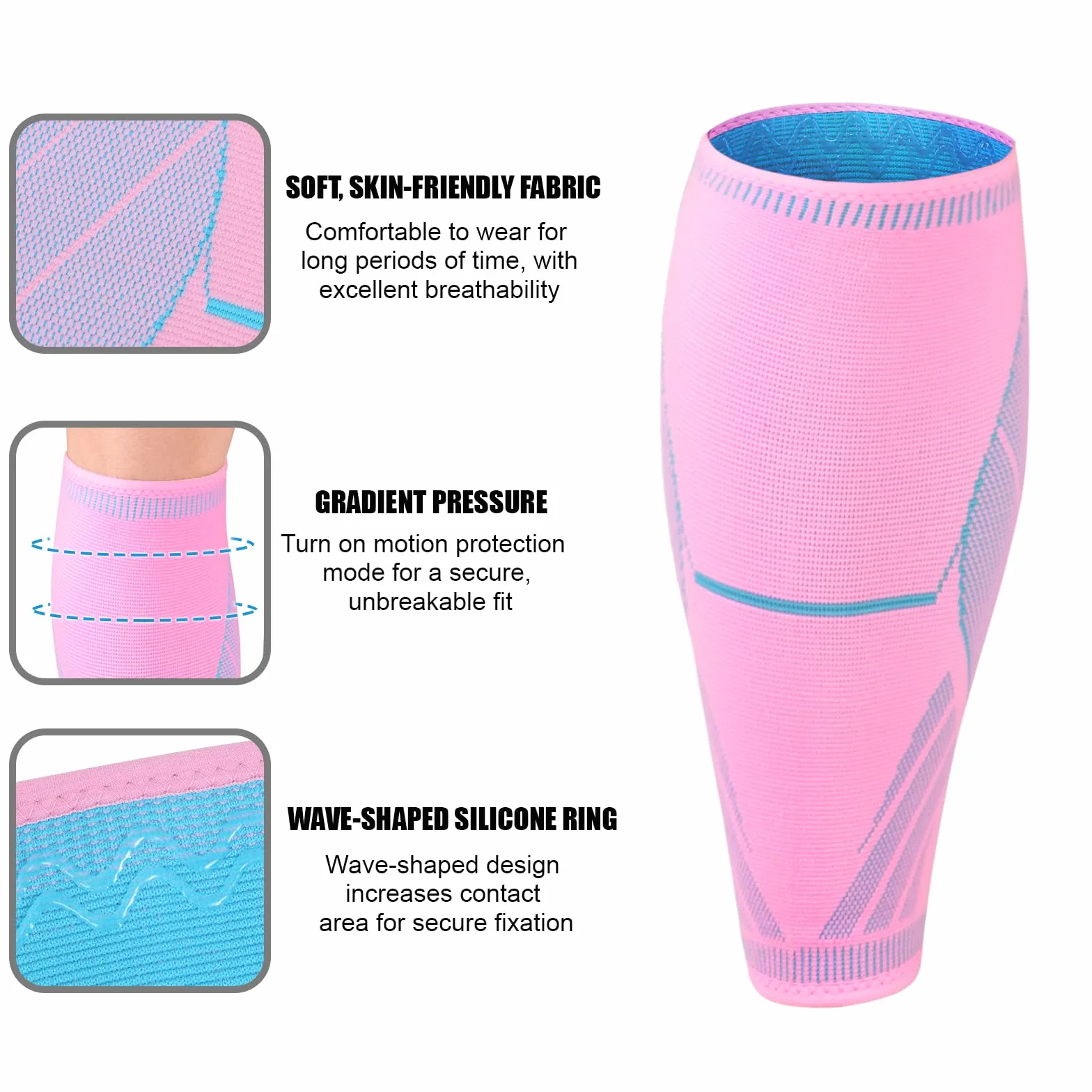 NuCamper Compresión para Pantorrillas Mujer Hombre 2 Pares, Pantorrilleras Compresion, Calcetines Compresión, Mangas para Deportes, Running, Ciclismo, Aliviar Varices, Espinilla Dolor, Calambres