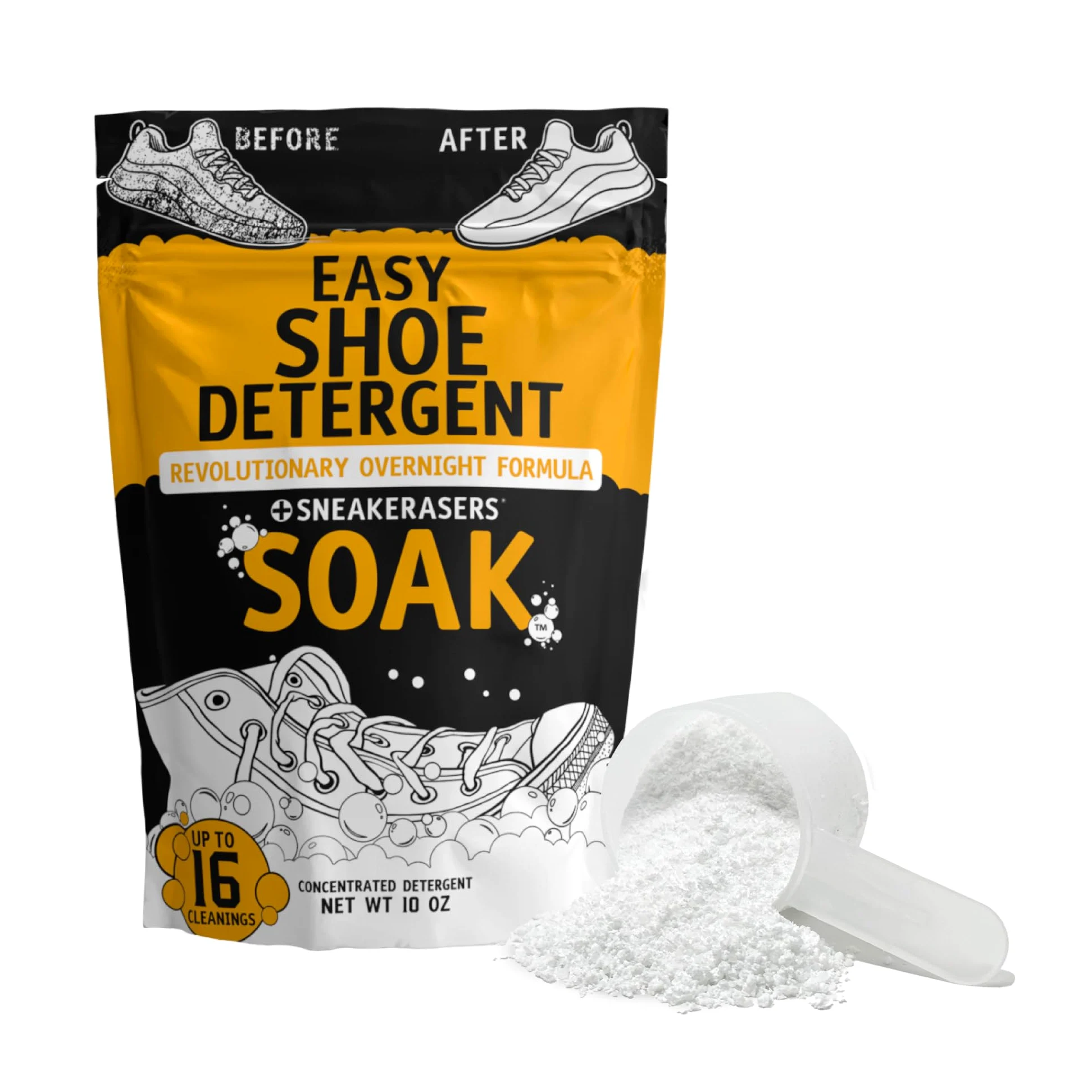 SneakERASERS Overnight Soak, Limpiador de Zapatos y Zapatillas, detergente para Zapatillas Deportivas y Mucho más. Sin complicaciones, Color Blanco