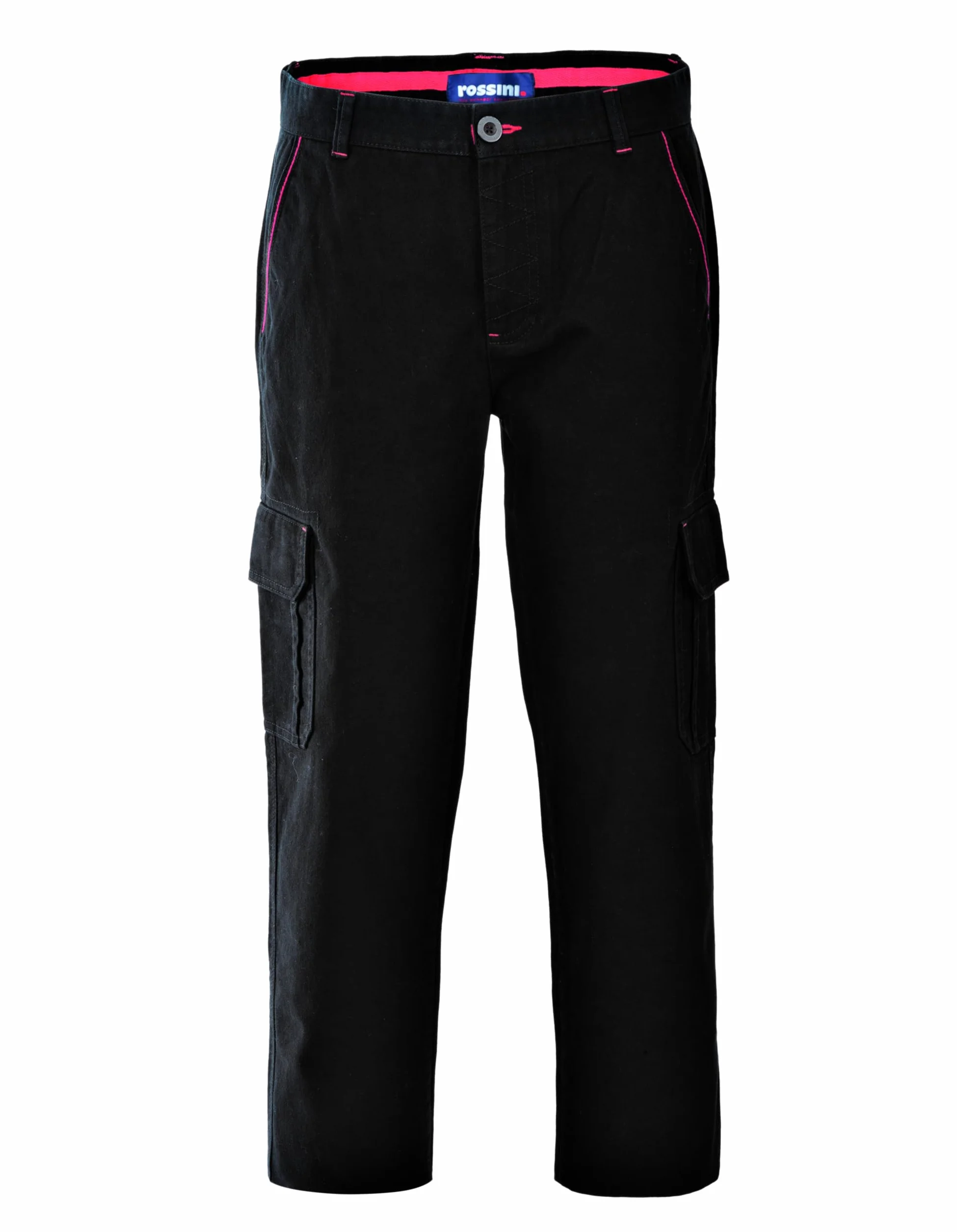 Rossini A85020 – Pantalones de trabajo, 100% algodón sarga, cintura elástica, cierre con cremallera y botón