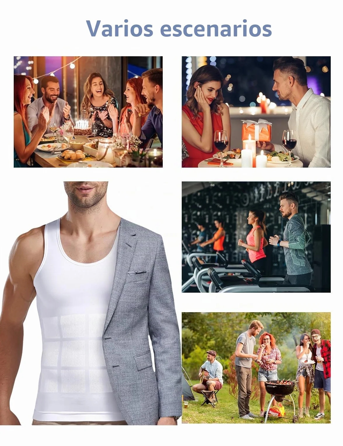 Casey Kevin Camiseta Reductora Hombre Faja Chaleco Camisa de Compresión Slim para Hombres