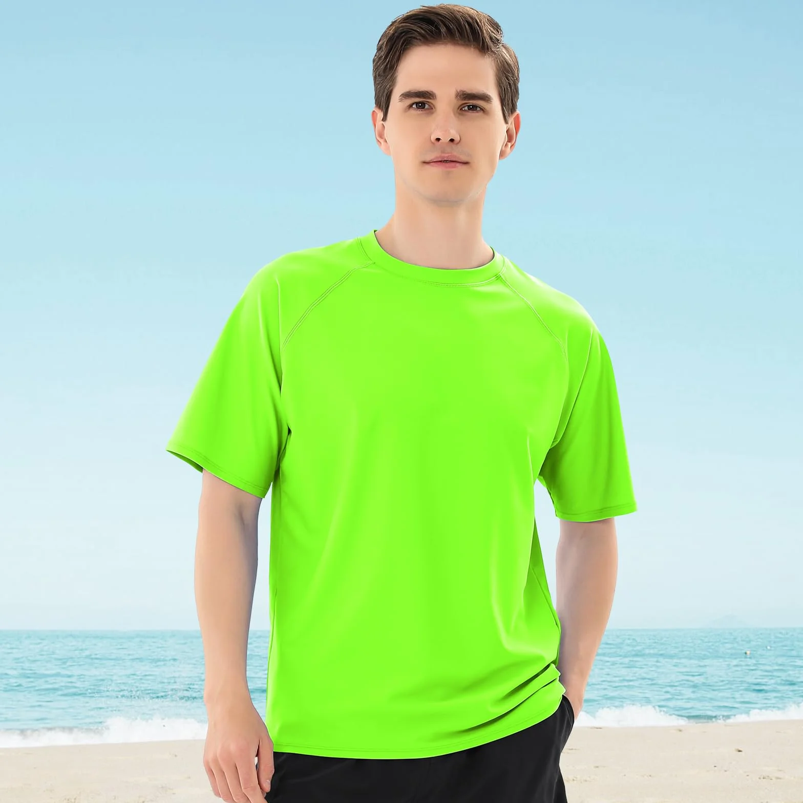 2 Piezas Camiseta Protección Solar Hombre con Manga Corta UPF 50+ Camiseta Anti UV Traje de Baño de Rashguard Camisa Deportiva Secado Rapido para Adultos
