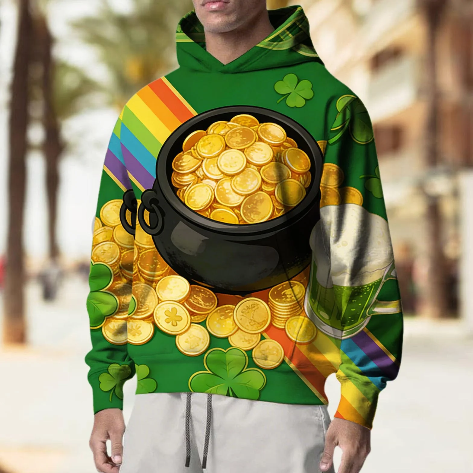 Ropa Protección Solar Camiseta del Día De San Valentín para Niños, Sudaderas con Capucha Manga Larga, Atuendo, Irlandesa Divertida Top Hombre (Black, S) Mangas Proteccion Camisa Corta