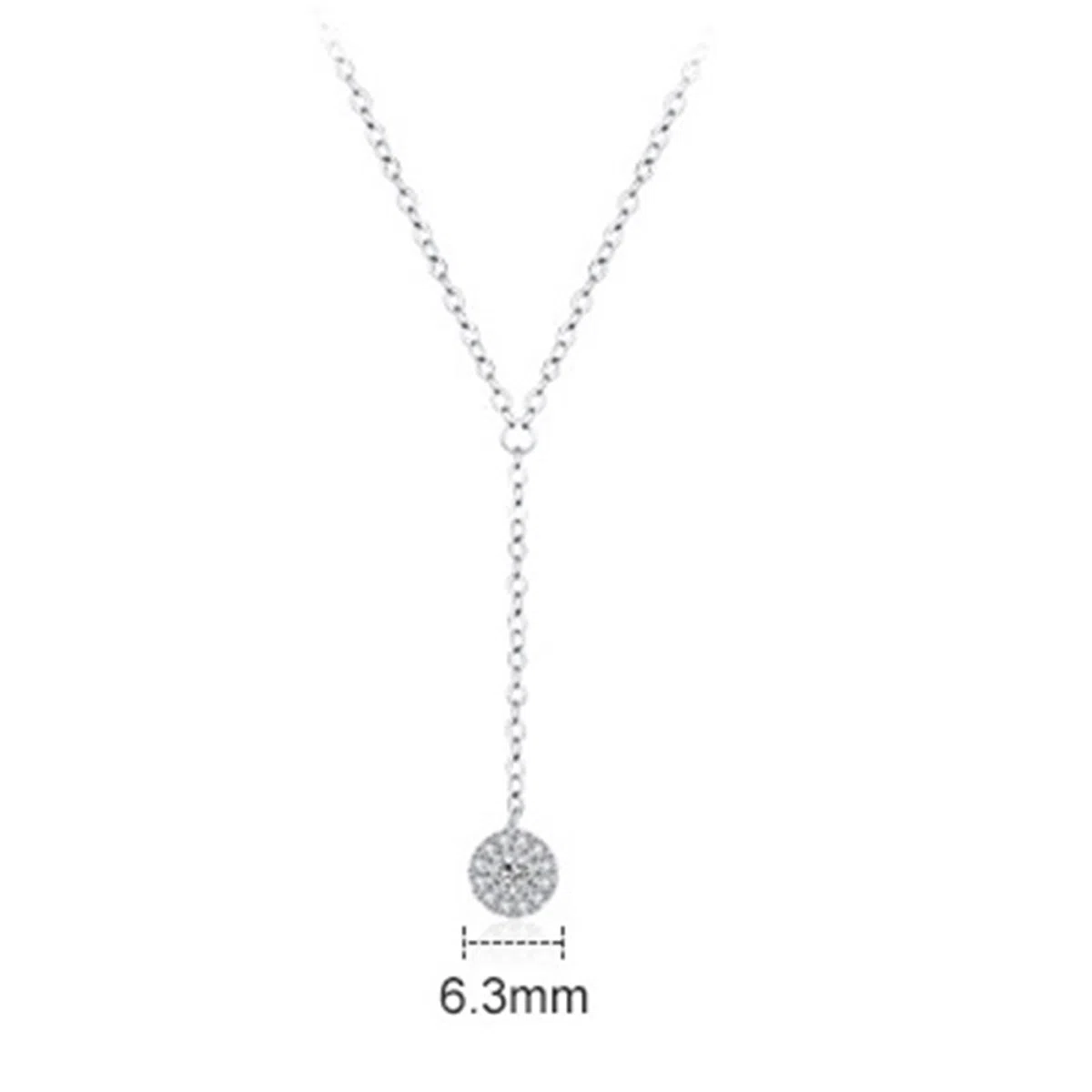 Collar para mujer, joyería de moda, collar de cadena en Y de oro blanco de 9K/14K/18K con colgante redondo de moissanita, cadena alargada: 40+5cm