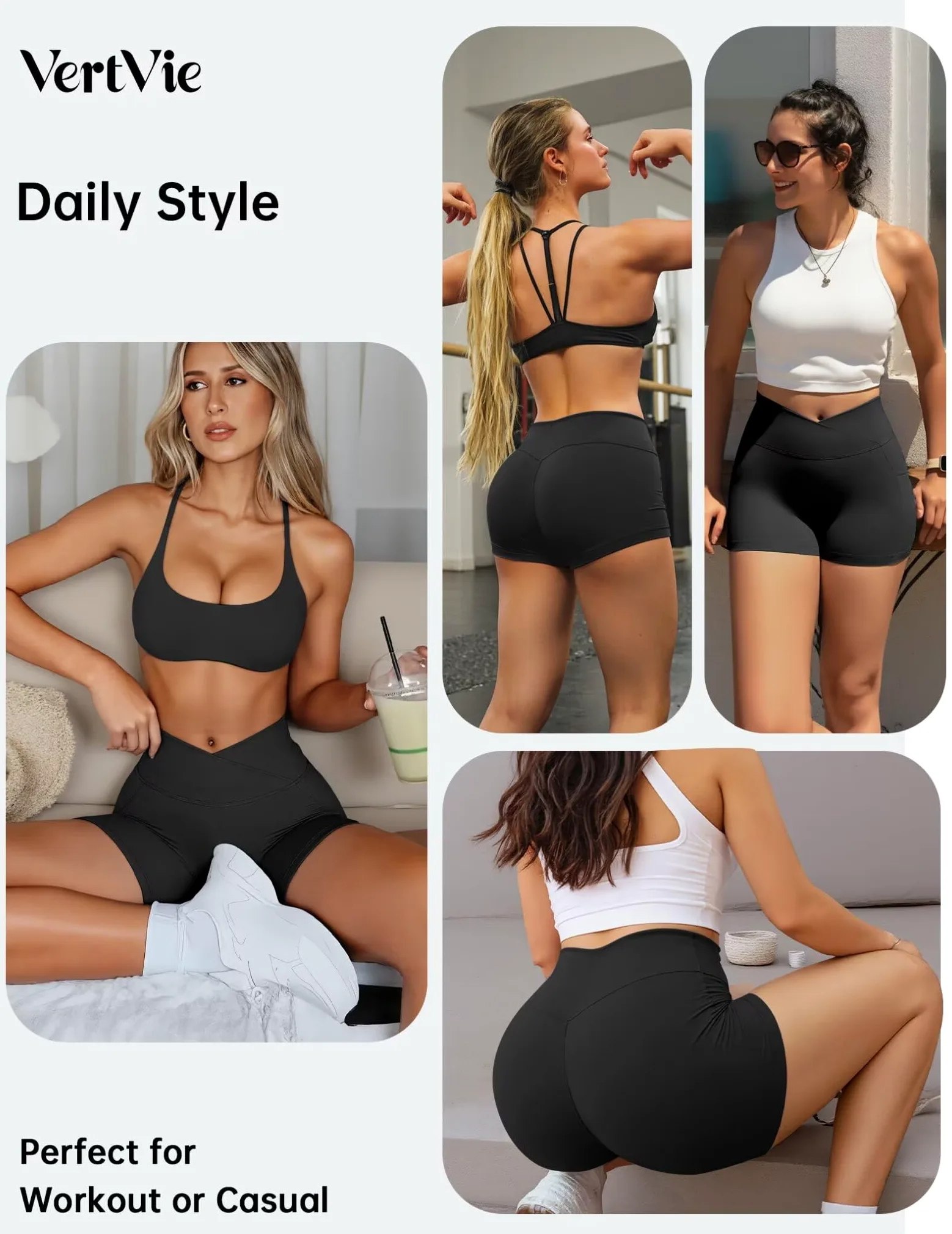 Vertvie Pantalones Leggings Cortos Deportivos para Mujer Pantalones Cortos Cintura Alta con Bolsillos Pantalones Cortos para Fitness Yoga Correr Secado Rápido
