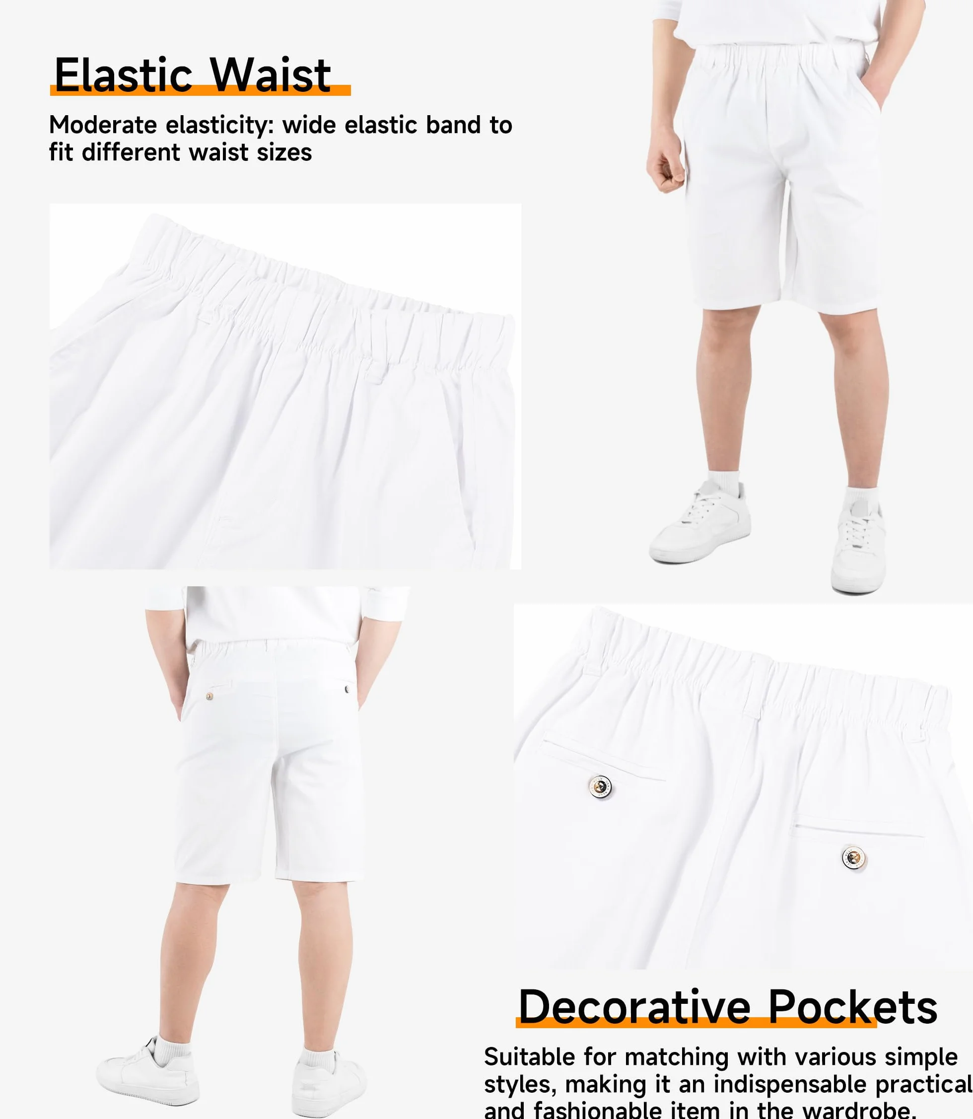 CAMLAKEE Pantalón Chino Corto Niño Verano Pantalón Liso Transpirable con Cintura Elástica