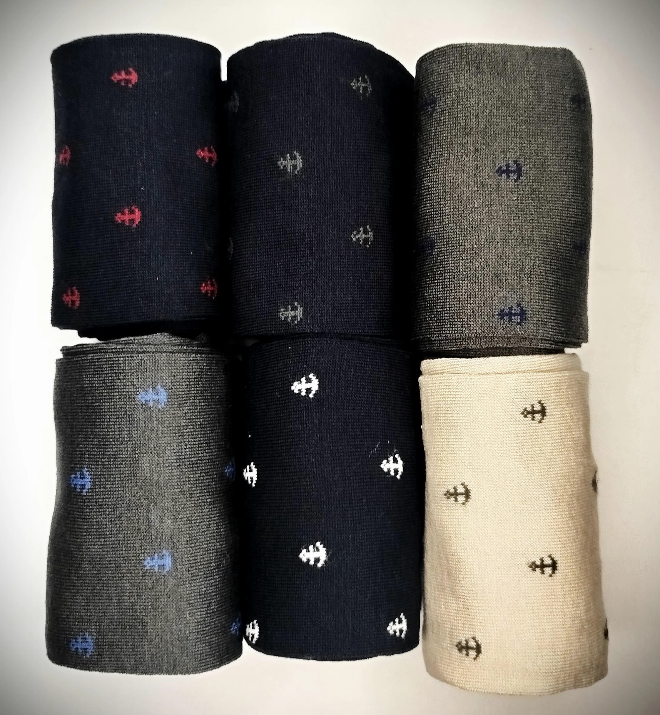 Calcetines largos hombre hilo de Escocia elegantes originales businnes unisex rayas lunares marinero anclas