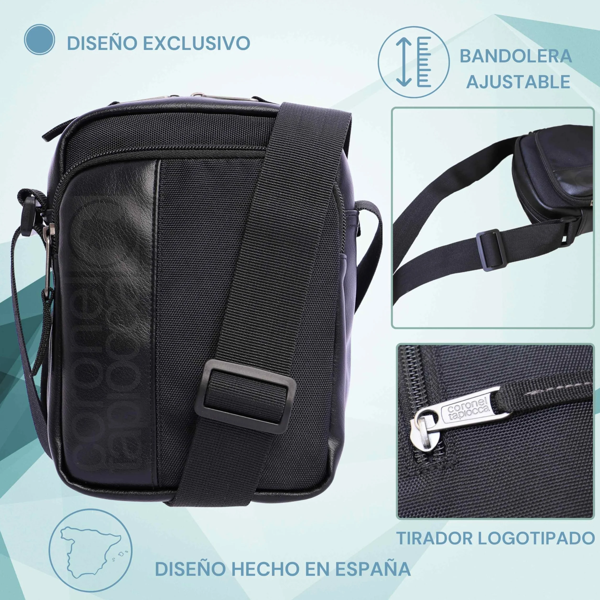Coronel Tapioca – Bandolera para hombre estilo casual | Bolso hombre bandolera compacto con múltiples compartimentos | Ideal para uso diario, viajes o trabajo